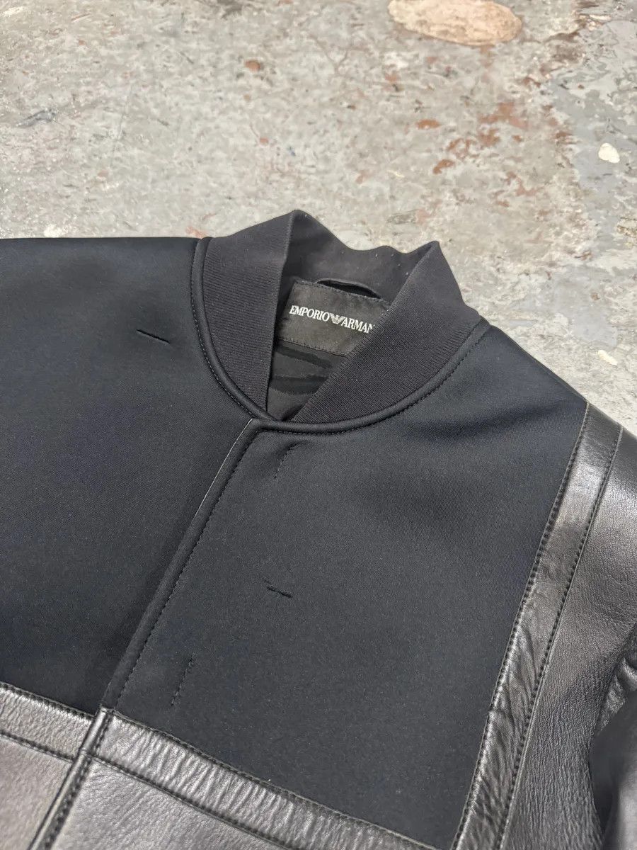 Emporio Armani × Vintage SS2014 Emporio Armani Black Pure Geometrical Leather Jacket Size US M / EU 48-50 / 2 - 10 Thumbnail