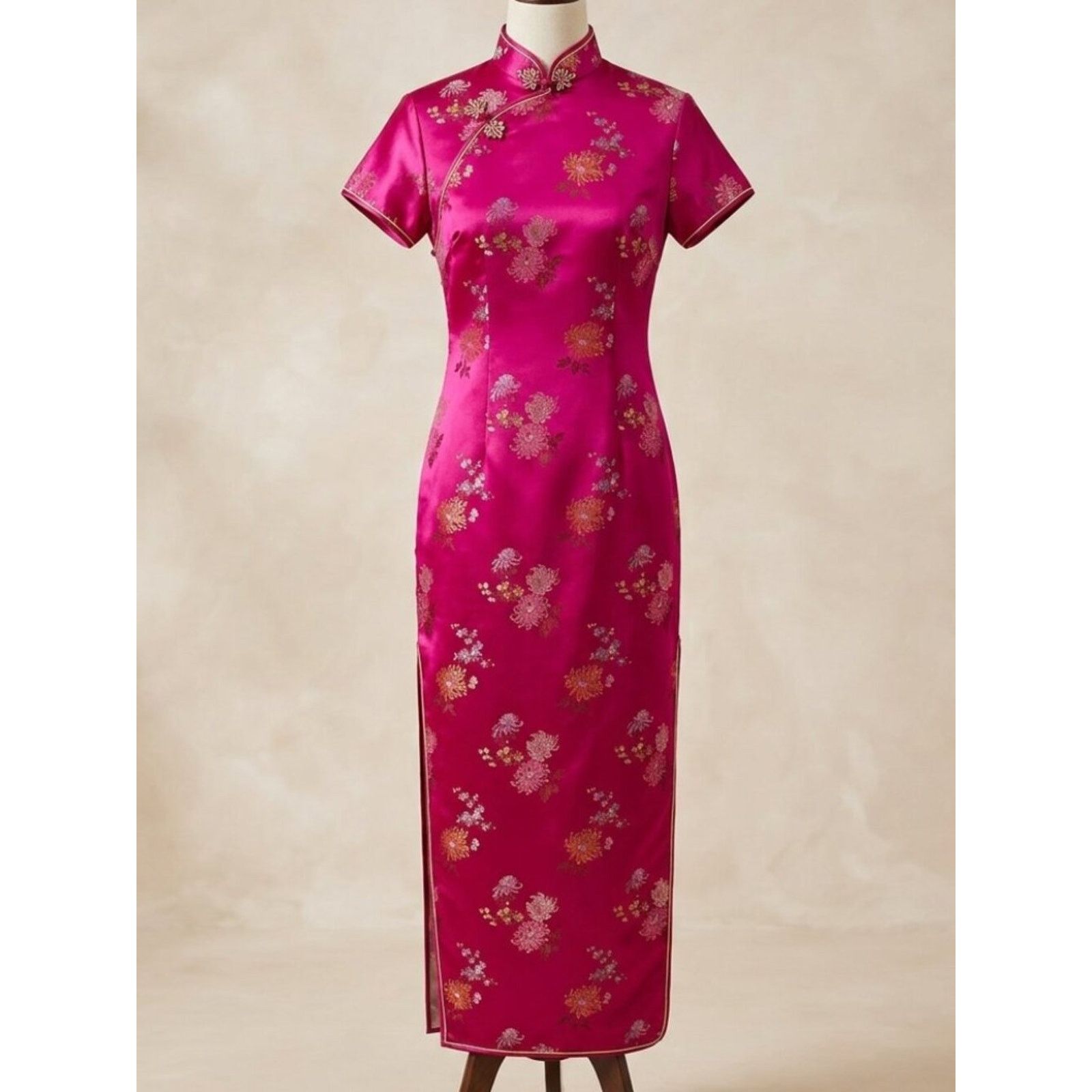 Vintage Traditional Chinese Dress, Cheongsam Size XS / US 0-2 / IT 36-38 - 2 Thumbnail