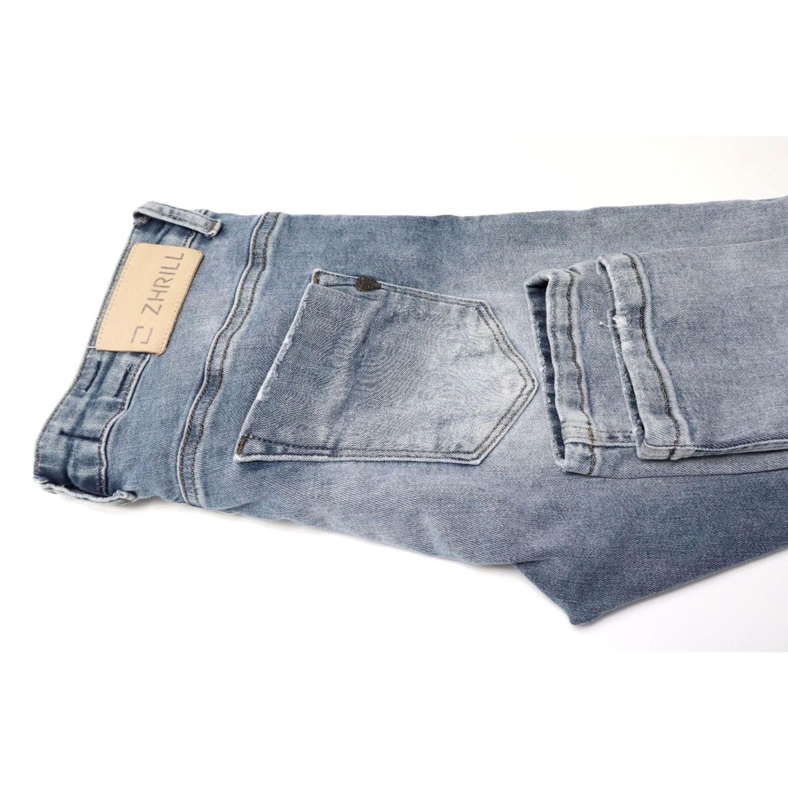 Denime ZHRILL Jeans Women's W29 Blue Denim Faded Whiskers Zip Fly Stretched Slim Fit Size 29" - 5 Thumbnail