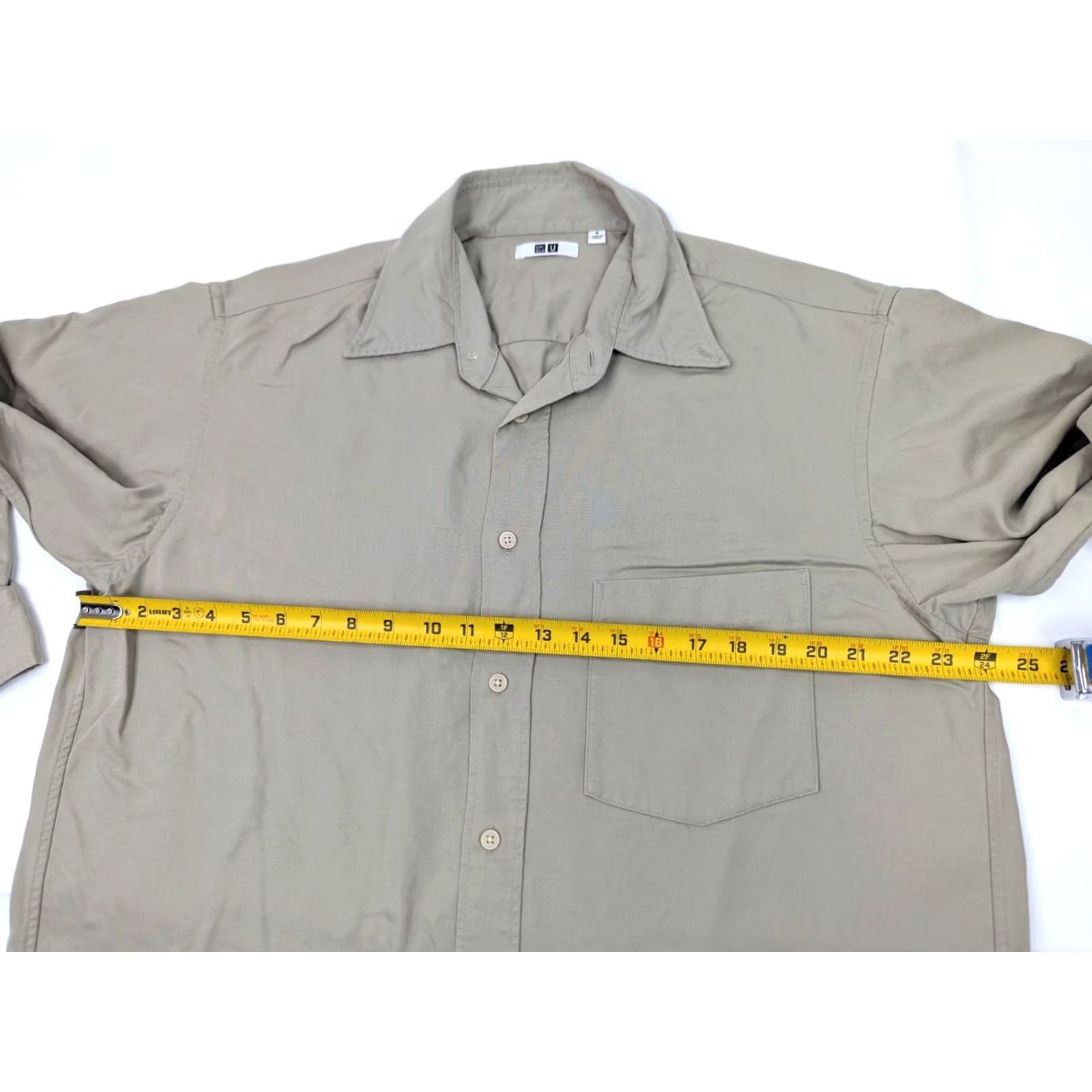 Uniqlo Uniqlo Lyocell Drape Shirt Men M Beige Button-Up Casual Cleaned EUC Regular Fit Short/Long Sleeve Mens Size US M / EU 48-50 / 2 - 5 Thumbnail