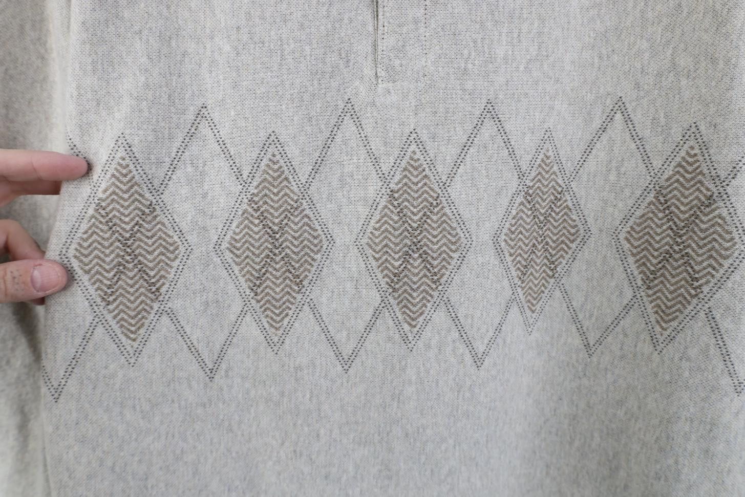 Vintage Vintage 90s Streetwear Diamond Knit Long Sleeve Polo Shirt Size US L / EU 52-54 / 3 - 4 Thumbnail