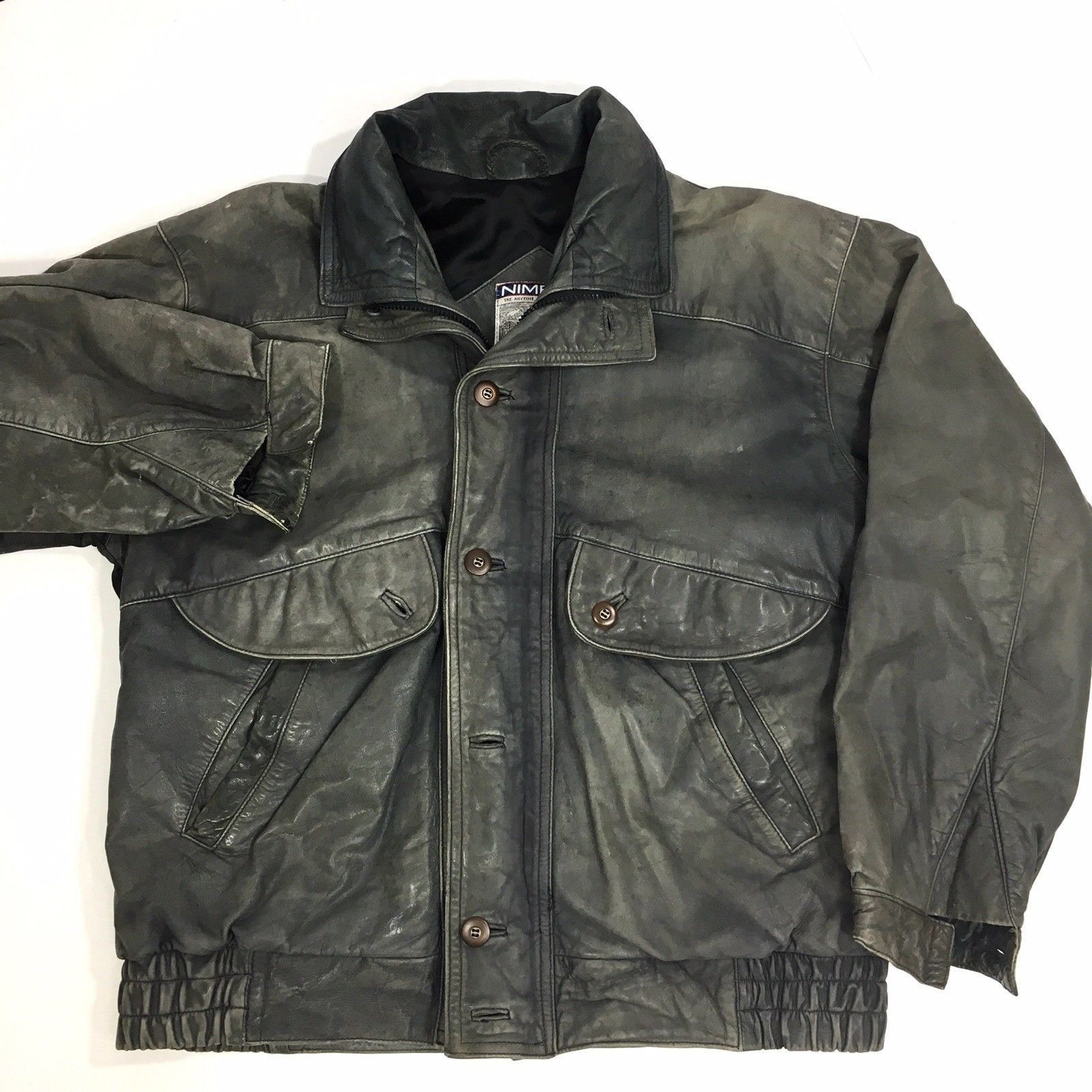 Gant Vtg Nimbus GANT Gun Metal Black Leather BOMBER Jacket Size US L / EU 52-54 / 3 - 2 Thumbnail