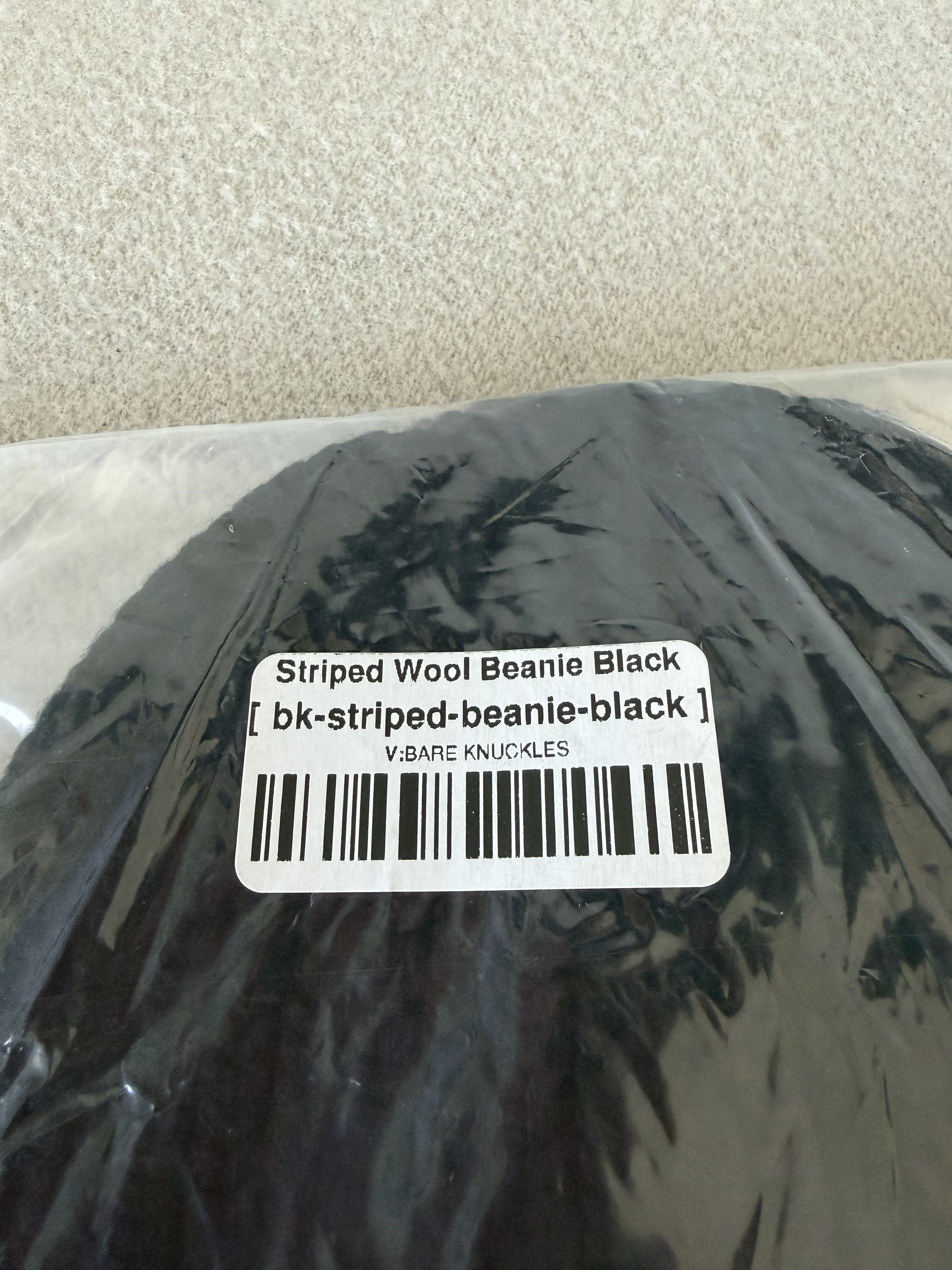 Bare Knuckles Bare Knuckles Striped Wool Beanie in Black Size ONE SIZE - 3 Thumbnail