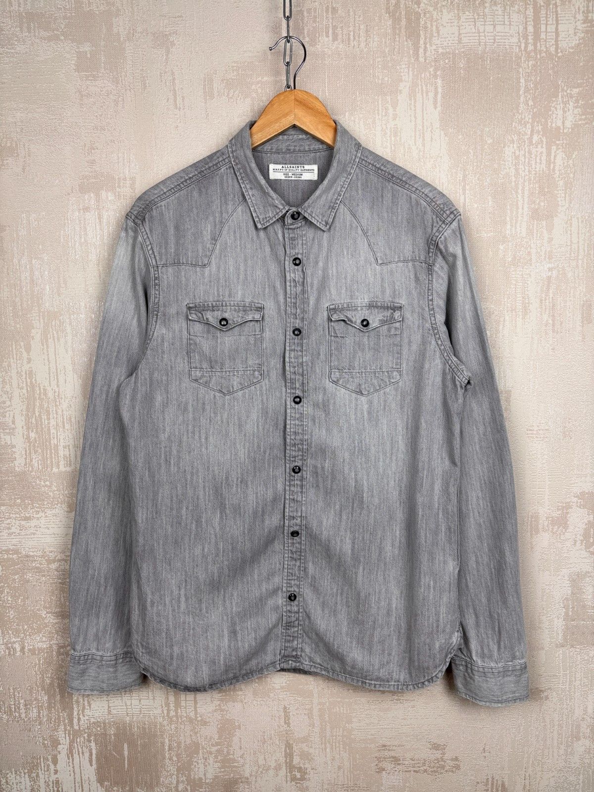 Allsaints AllSaints Cannon Long Sleeve Pearl Snap Button Western Shirt Size US M / EU 48-50 / 2 - 2 Thumbnail
