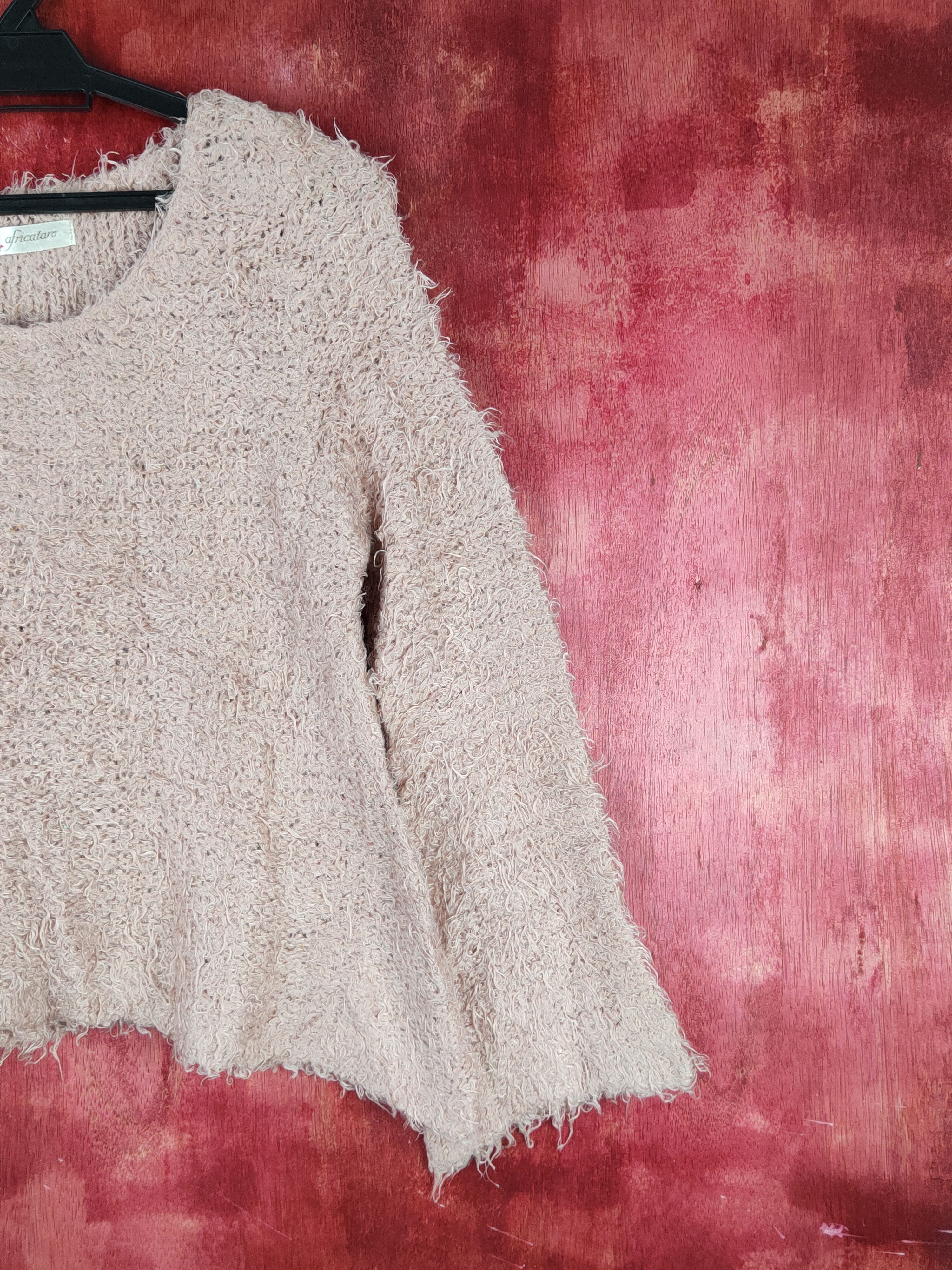Homespun Knitwear Africataro Peach Shag Shaggy Fur Mohair Knitwear #S1889 Size S / US 4 / IT 40 - 5 Thumbnail