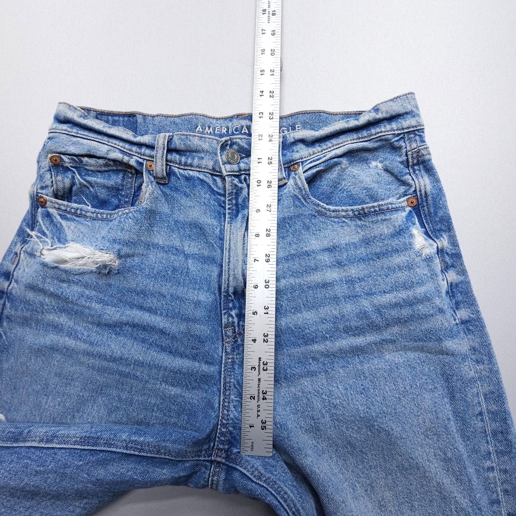 American Eagle Outfitters American Eagle Jeans Blue Size 8 Highest Rise Baggy Straight Denim Women 90s Size 30" / US 8 / IT 44 - 7 Thumbnail