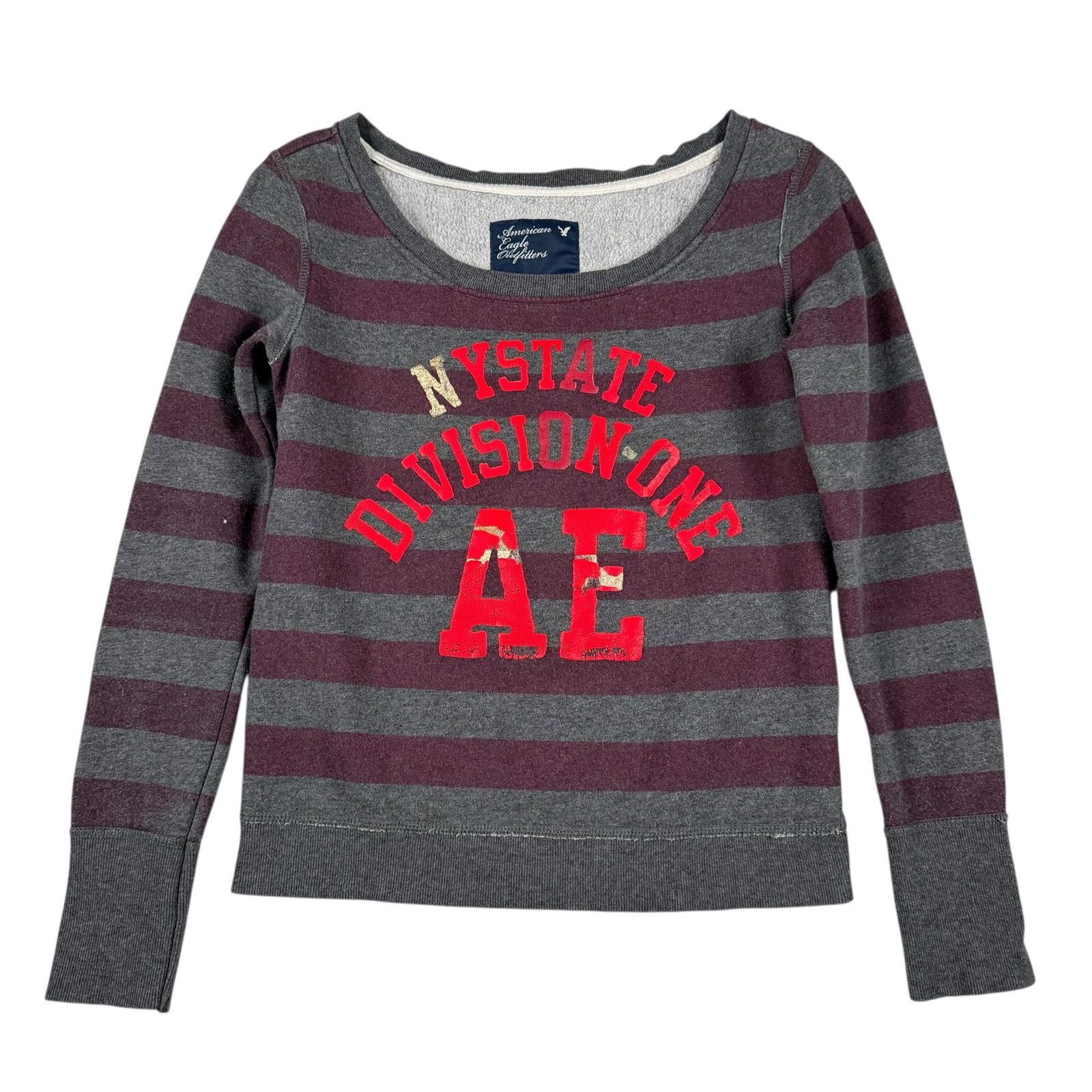 American Eagle Outfitters Vintage y2k American Eagle Women's Striped Sweatshirt Top XS Size XS / US 0-2 / IT 36-38 - 1 Thumbnail