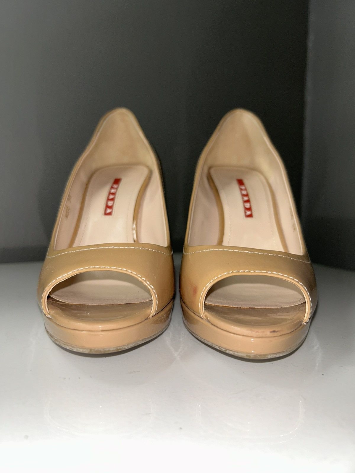 Prada Prada Espadrilles Nude Patent Leather Peep-Toe Wedges s 36.5 Size US 6.5 / IT 36.5 - 10 Thumbnail