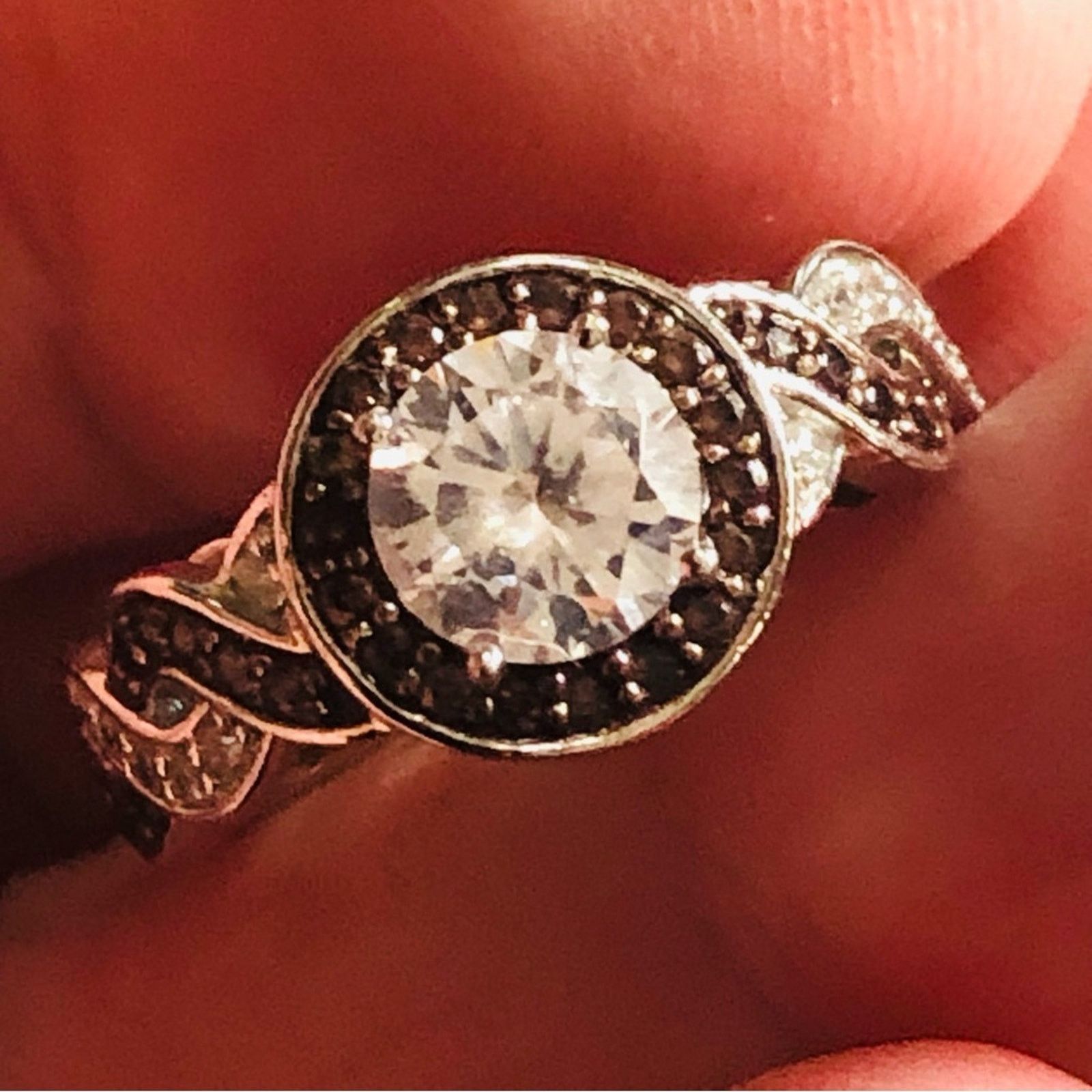 Other Garnet and clear halo CZ 925 sterling silver ring 5.5 Size ONE SIZE - 4 Thumbnail