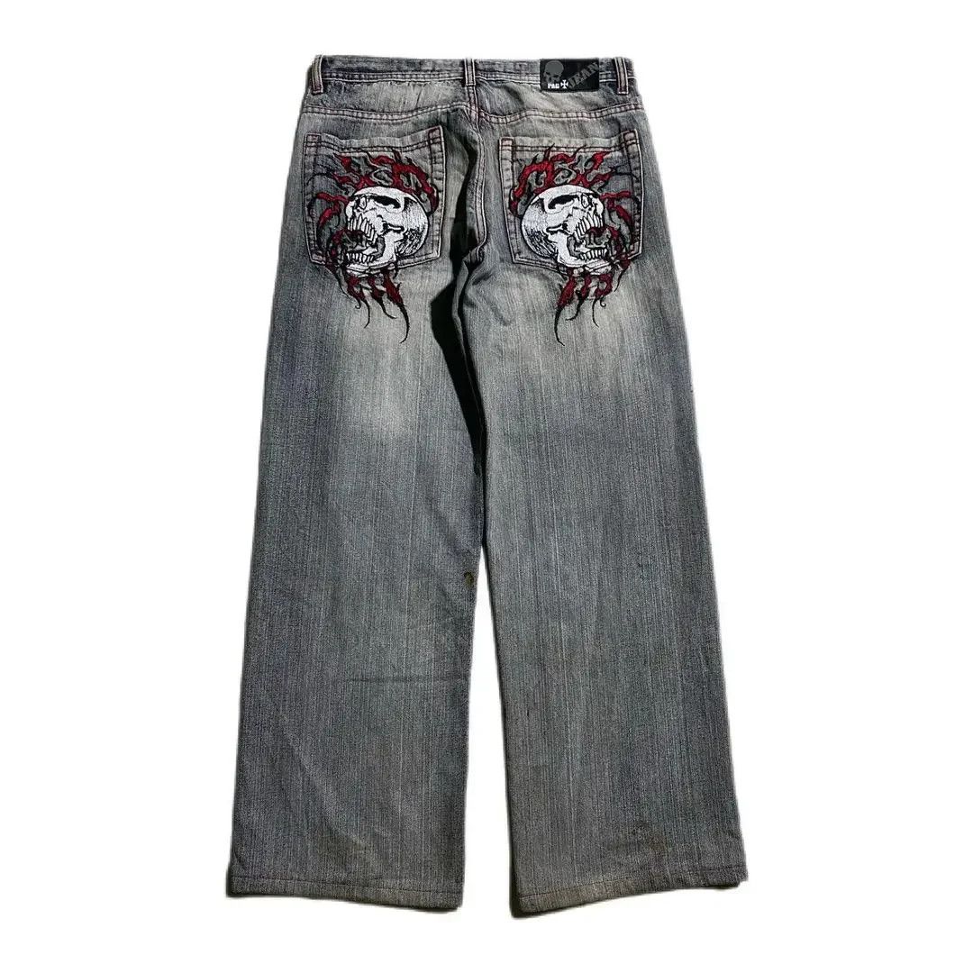 Designer × Japanese Brand Skull Embroidery Y2k Jean Size US 34 / EU 50 - 2 Thumbnail
