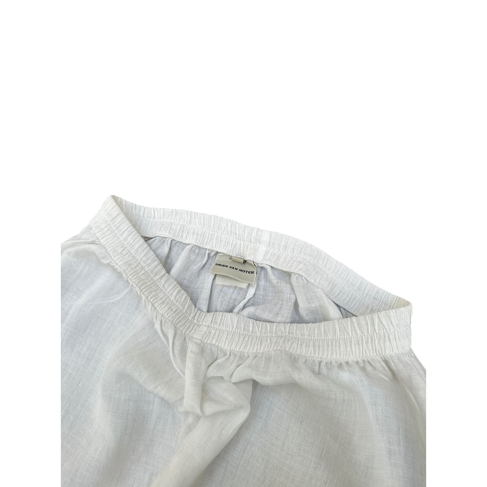Dries Van Noten White Embroidered Cotton Pants Size 26" / US 2 / IT 38 - 5 Thumbnail