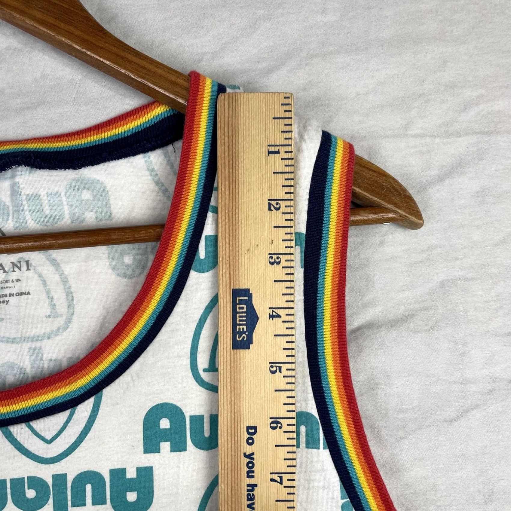 Disney VINTAGE Aulani Disney Shirt Mens XL White Tank Top Rainbow Trim Resort Size US XL / EU 56 / 4 - 5 Thumbnail
