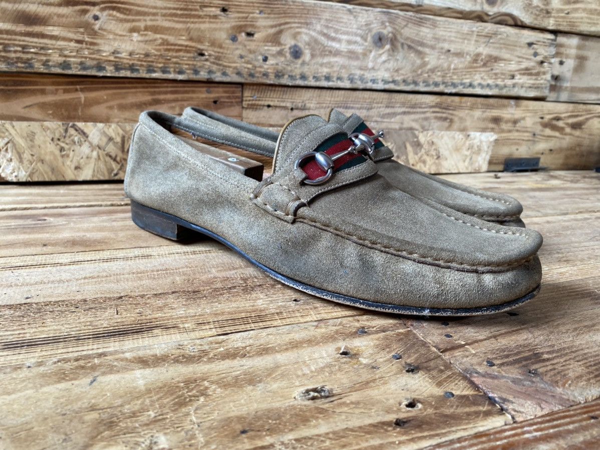 Gucci Gucci horsebit 3 stripes suede gray loafers sz uk 11D Size US 12 / EU 45 - 9 Thumbnail