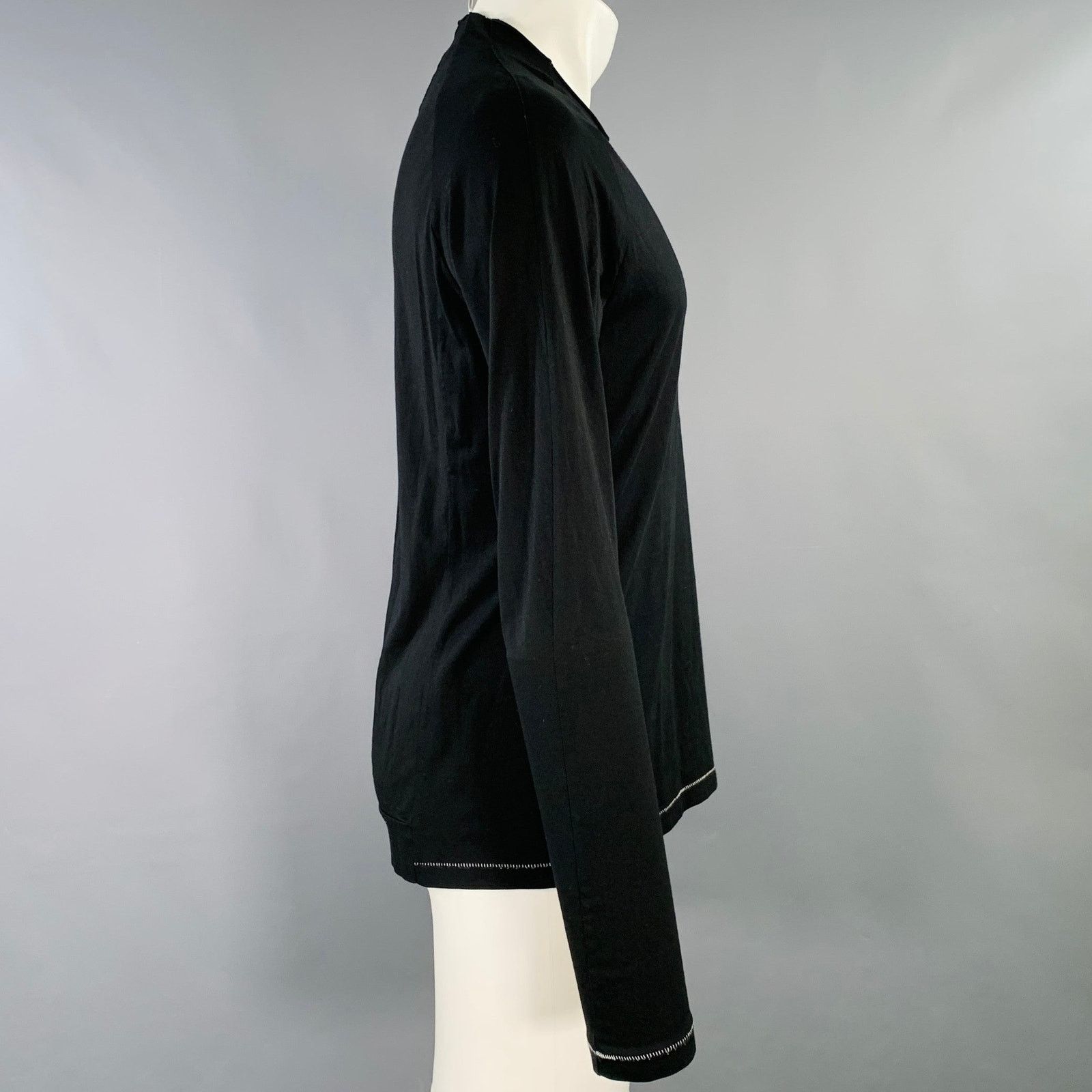 The Viridi-anne THE VIRIDI-ANNE M Black Cotton Crew Neck Long Sleeve T-shirt Size US M / EU 48-50 / 2 - 2 Thumbnail