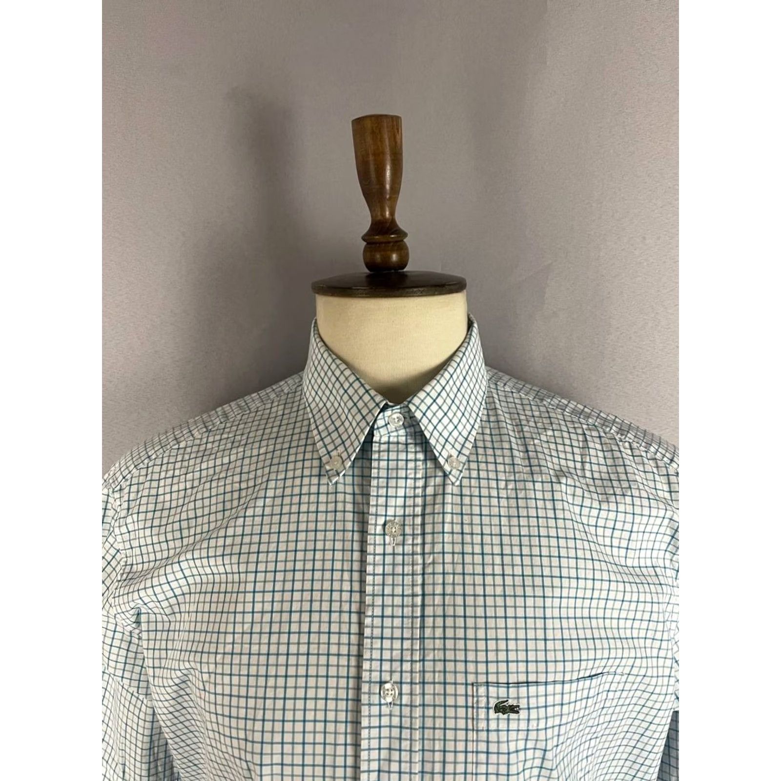 Lacoste Lacoste Button-Down Shirt Mens 44 Blue & White Gingham Pattern Regular-Fit Shirt Size US XXL / EU 58 / 5 - 4 Thumbnail
