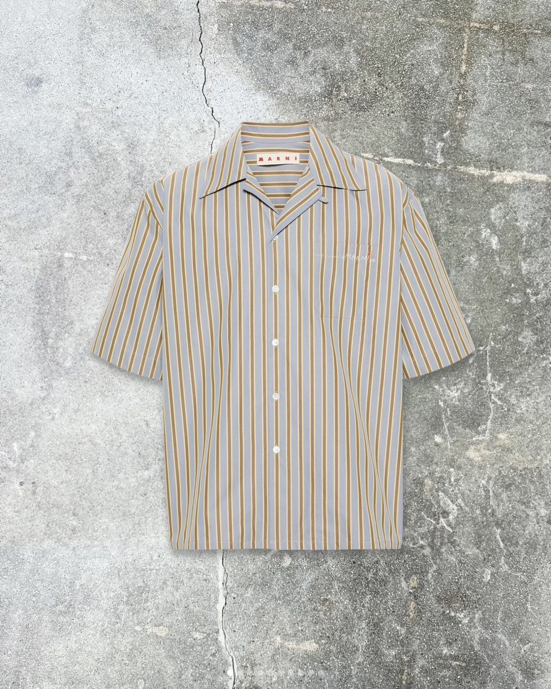 image of Marni Striped Cotton Shirt in Grey, Men's (Size XL)