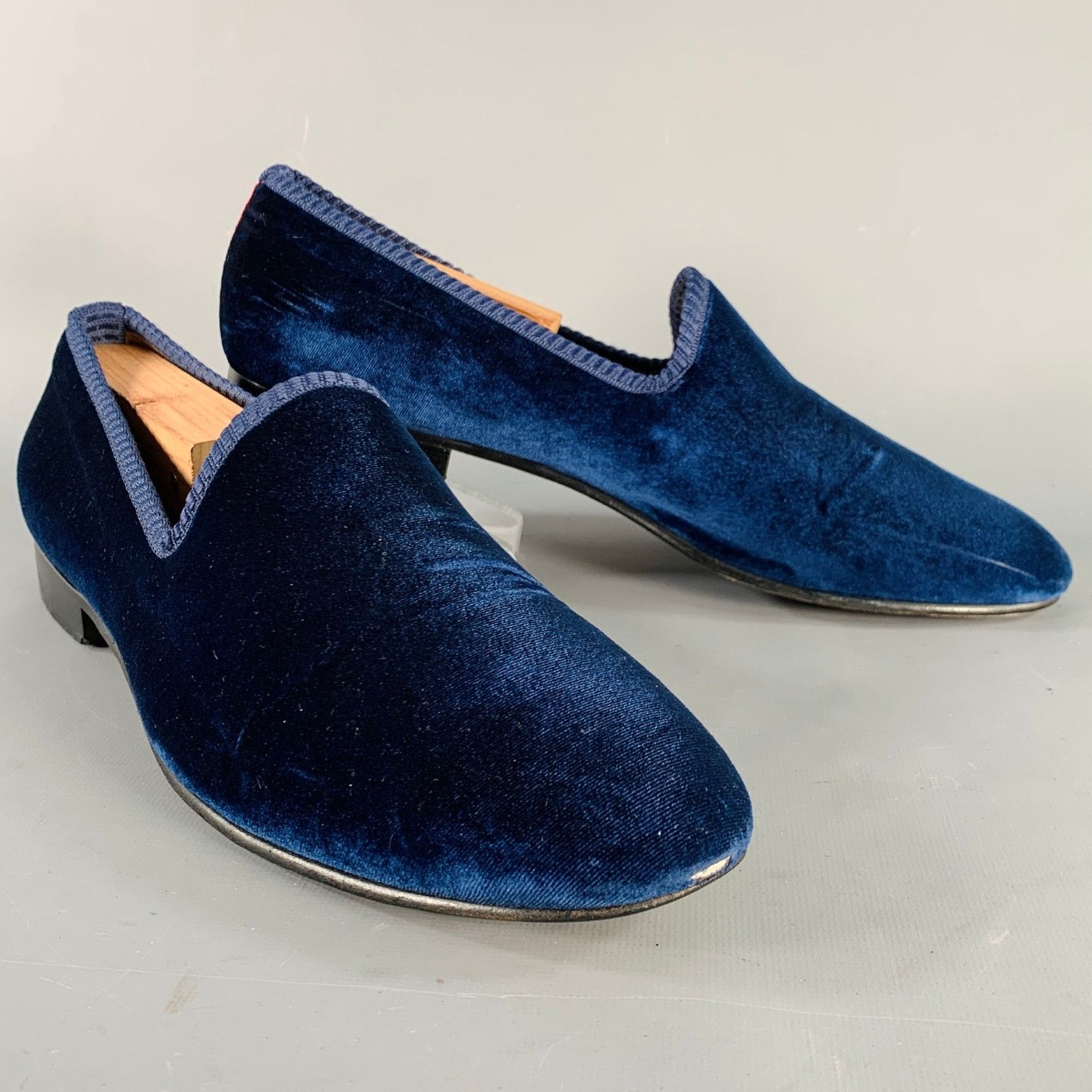 Del Toro DEL TORO Size 11.5 Blue Red Velvet Slip On Loafers Size US 11.5 / EU 44-45 - 1 Thumbnail