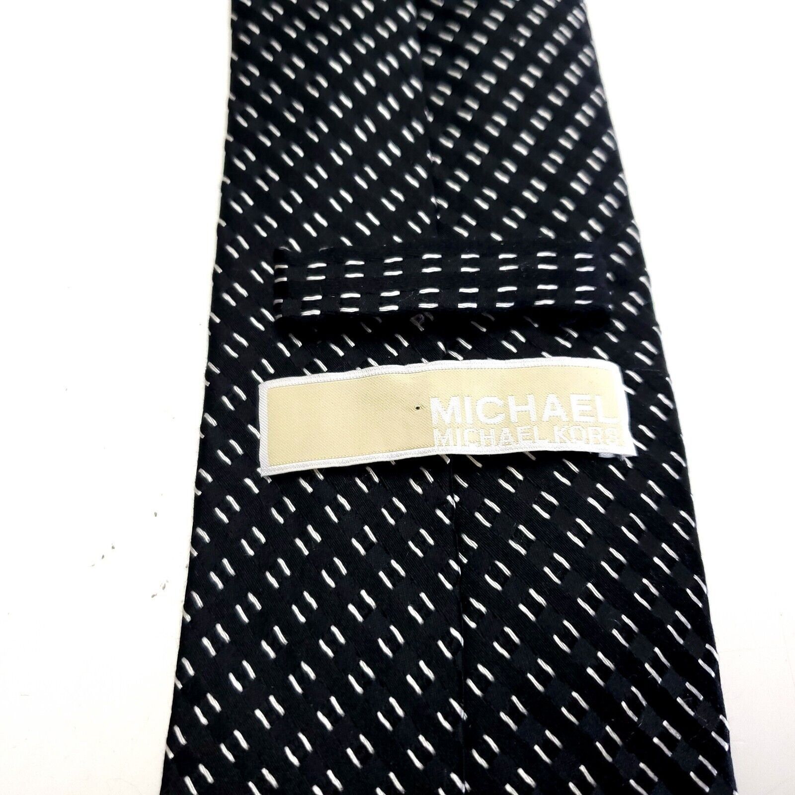 Michael Kors Michael Kors Black Check Woven Silk Tie Size ONE SIZE - 3 Thumbnail