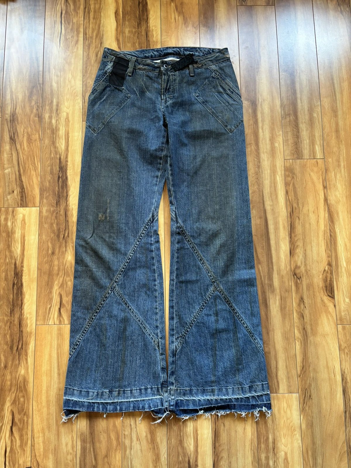 Rick Owens ‘04 Rick Owens SLAB Spiral Mud Wax Denim Flare Cut Size US 30 / EU 46 - 1 Thumbnail
