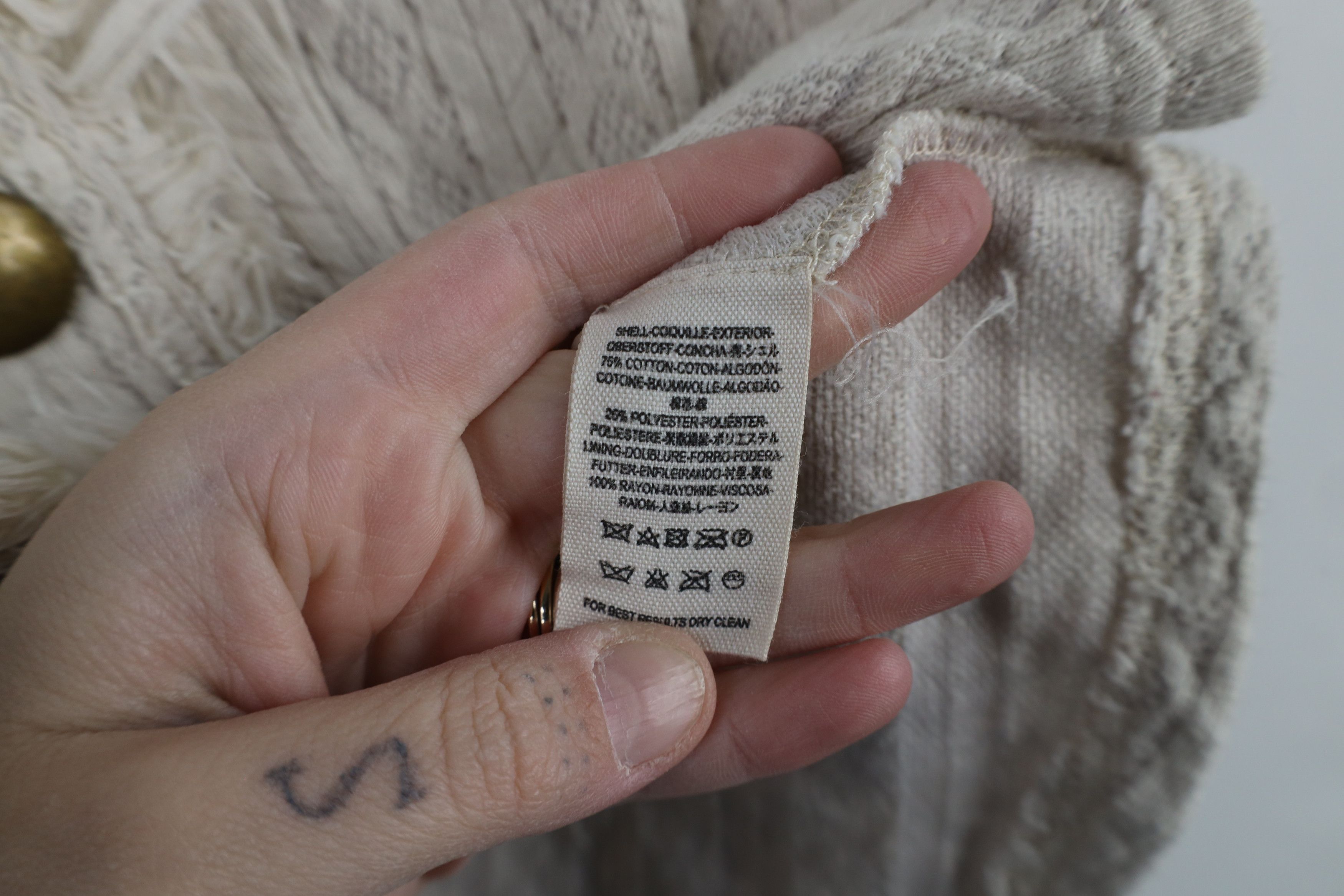 Free People × Vintage Free People Style Fringed Ruffled Knit Sweater Jacket Cream Size XS / US 0-2 / IT 36-38 - 7 Thumbnail