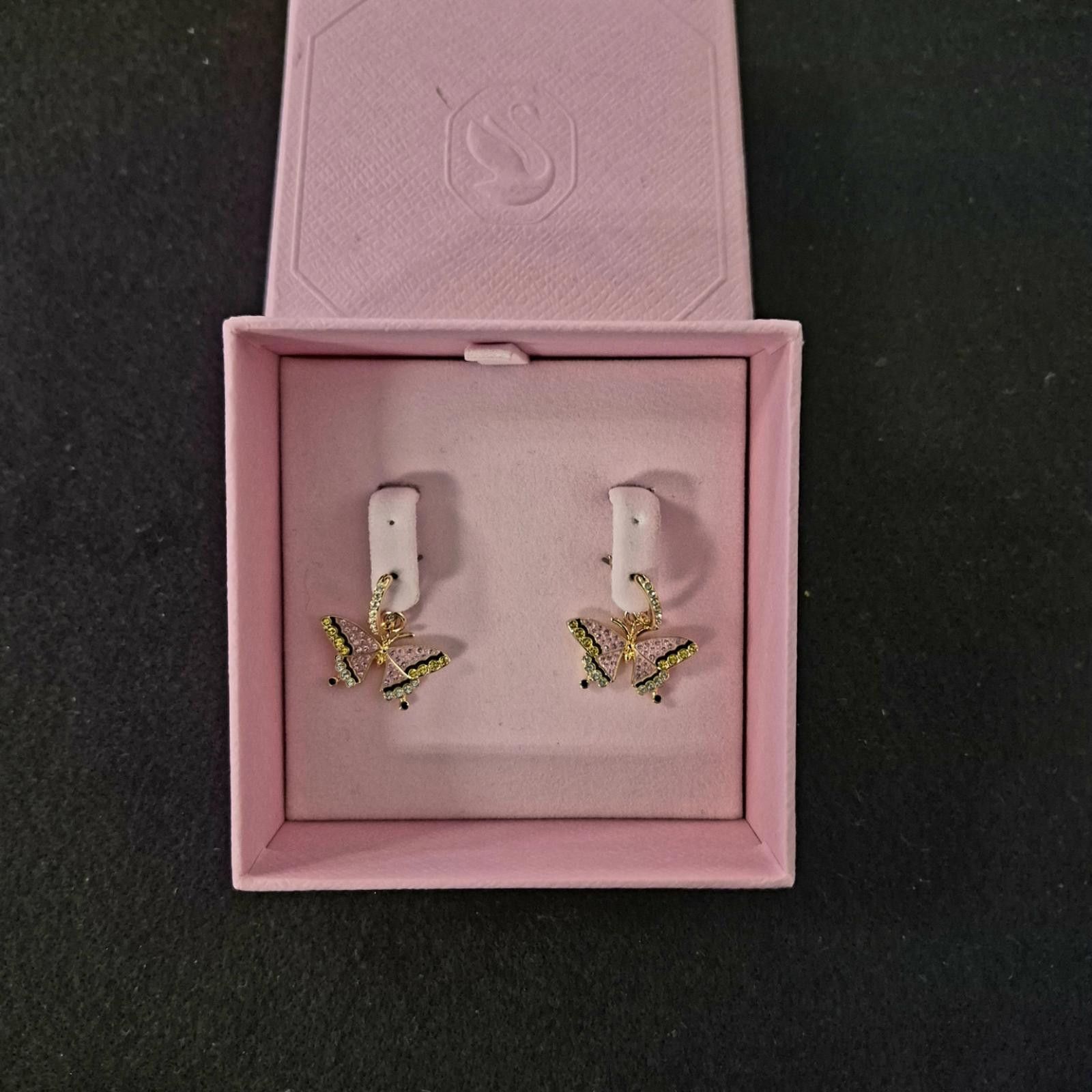 Swarovski Swarovski Gold-Tone Pavé Butterfly Charm Hoop Earrings Size ONE SIZE - 5 Thumbnail