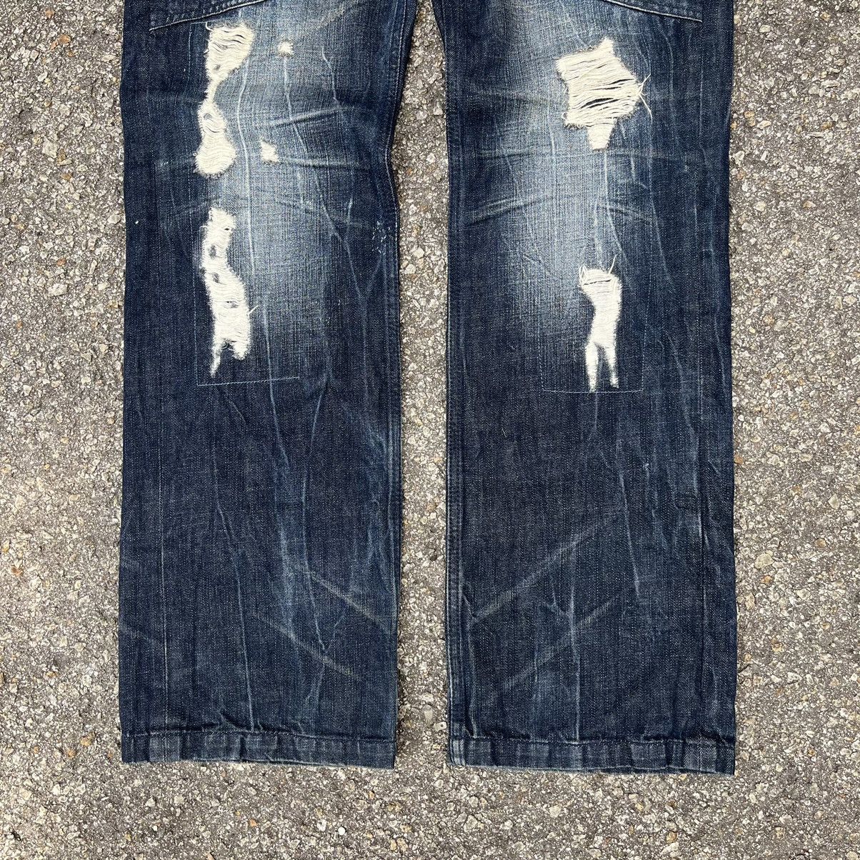 JNCO Crazy Y2K Karl Kani Distressed Faded Jeans Size US 34 / EU 50 - 2 Thumbnail