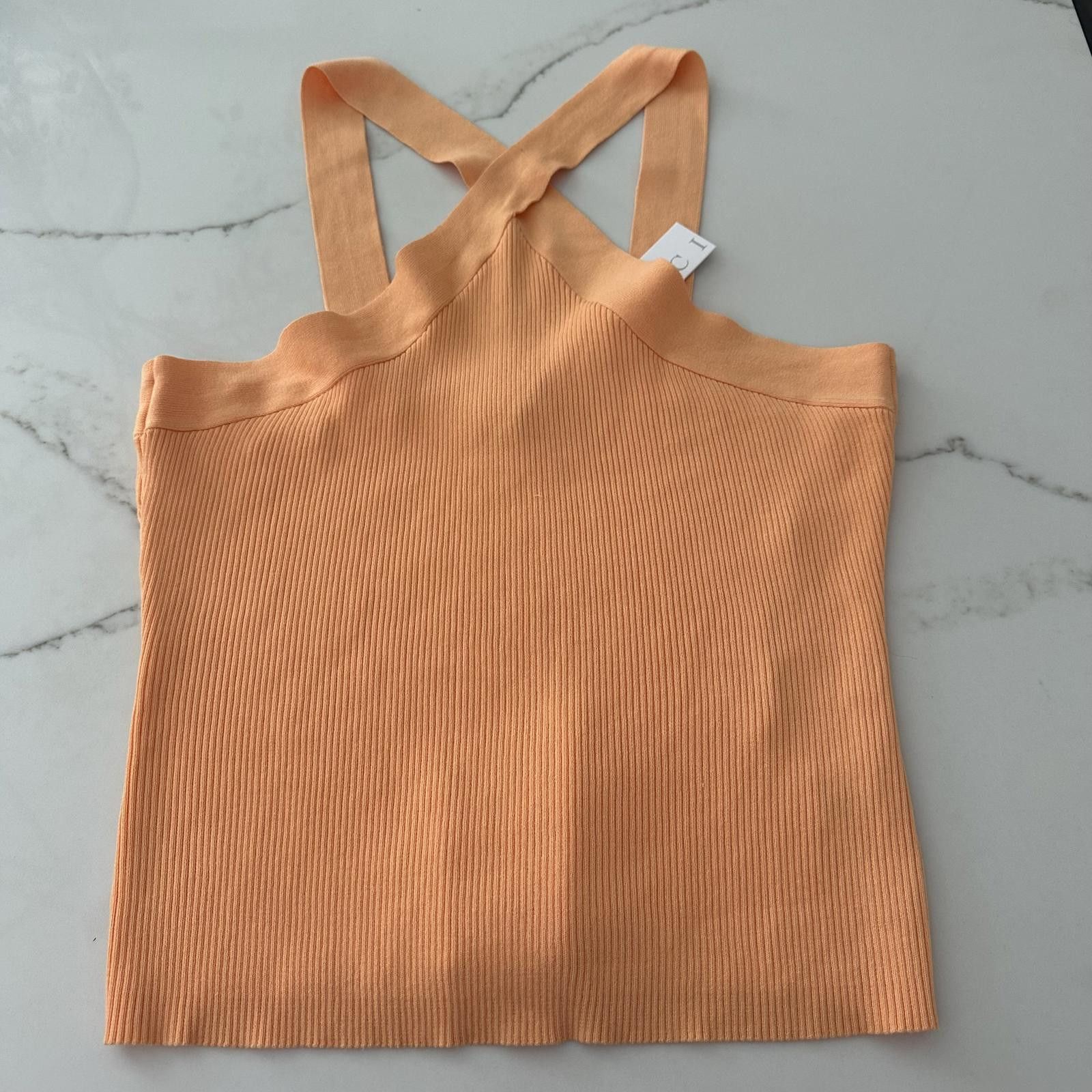 Designer VICI Alessia Ribbed Halter Top in Tangerine - XL Size XL / US 12-14 / IT 48-50 - 1 Thumbnail