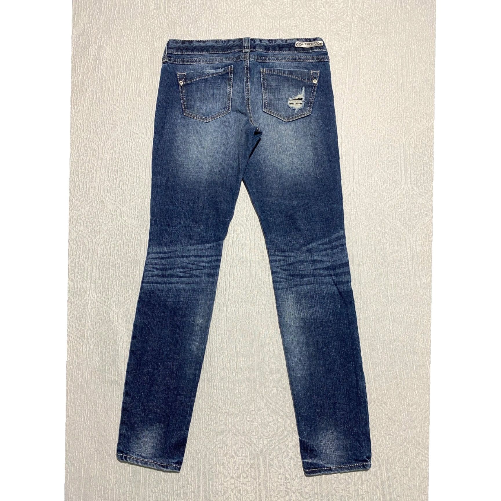 Express Express Jeans Womens 6 Blue Zelda Ultra Skinny Distressed Ripped Rhinestone Size 28" / US 6 / IT 42 - 2 Thumbnail