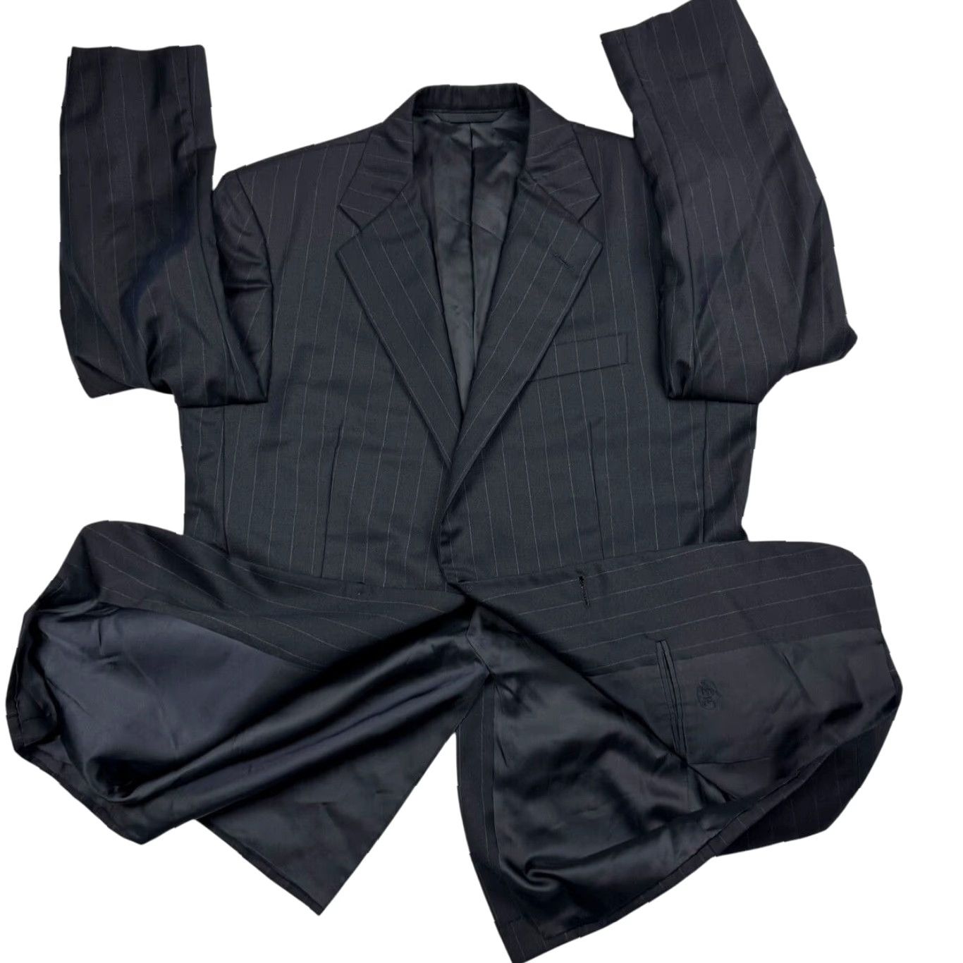 Vintage Hickey Freeman x Loro Piana Blazer 2-Button Tasmanian Wool Black Striped 39R Mens Jacket Coat Size 40R - 3 Thumbnail