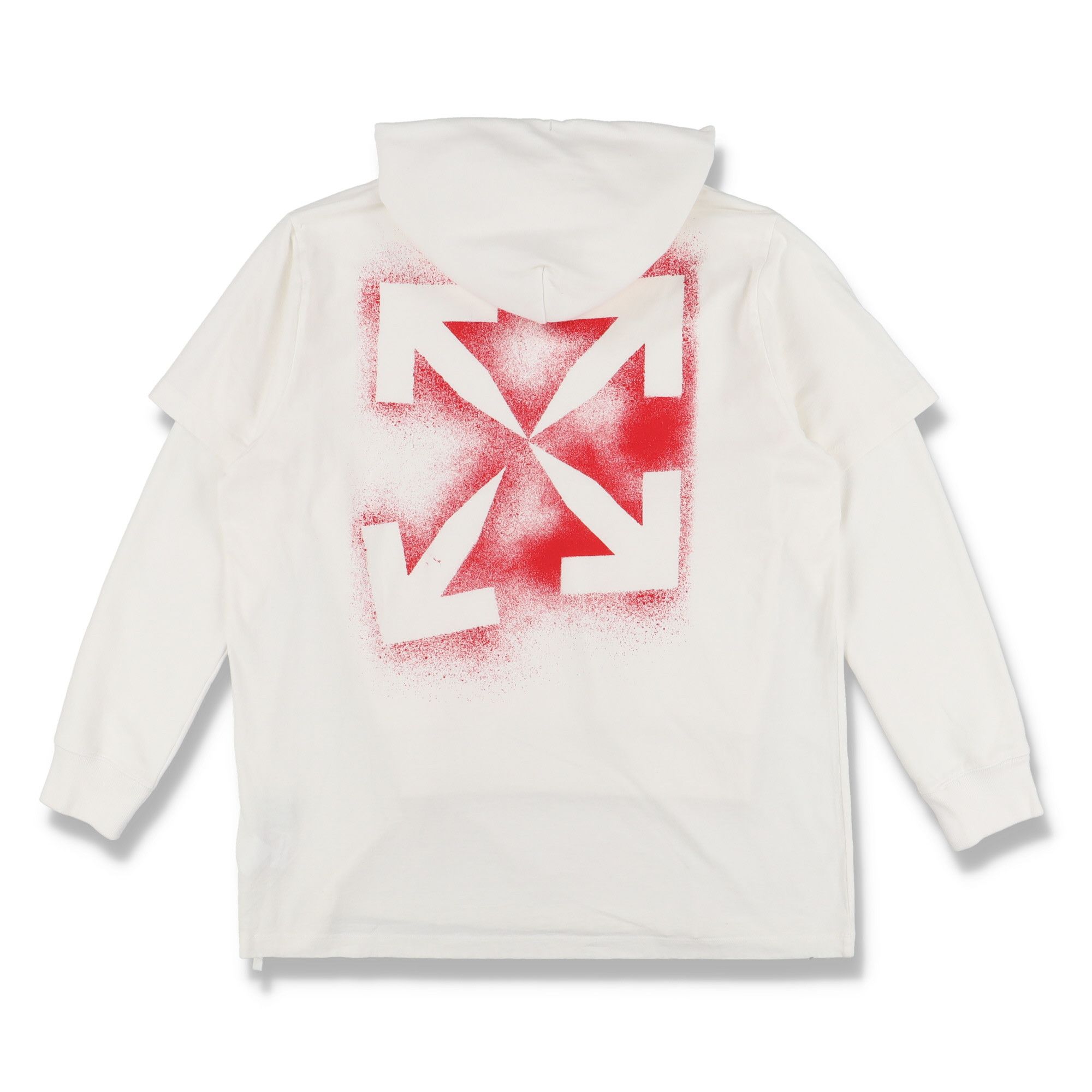 Off-White White and Red Stencil Arrows Oversized Layered Tee Hoodie Size US S / EU 44-46 / 1 - 1 Thumbnail