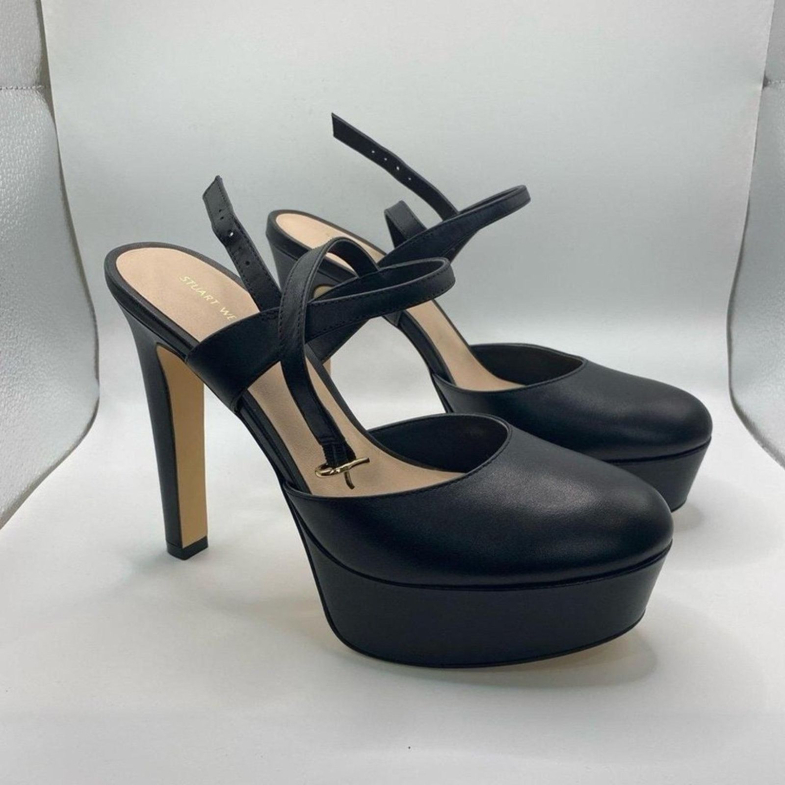 Stuart Weitzman Stuart Weitzman Black Leather Platform Mary Jane Heels Ankle Size US 8 / IT 38 - 1 Thumbnail