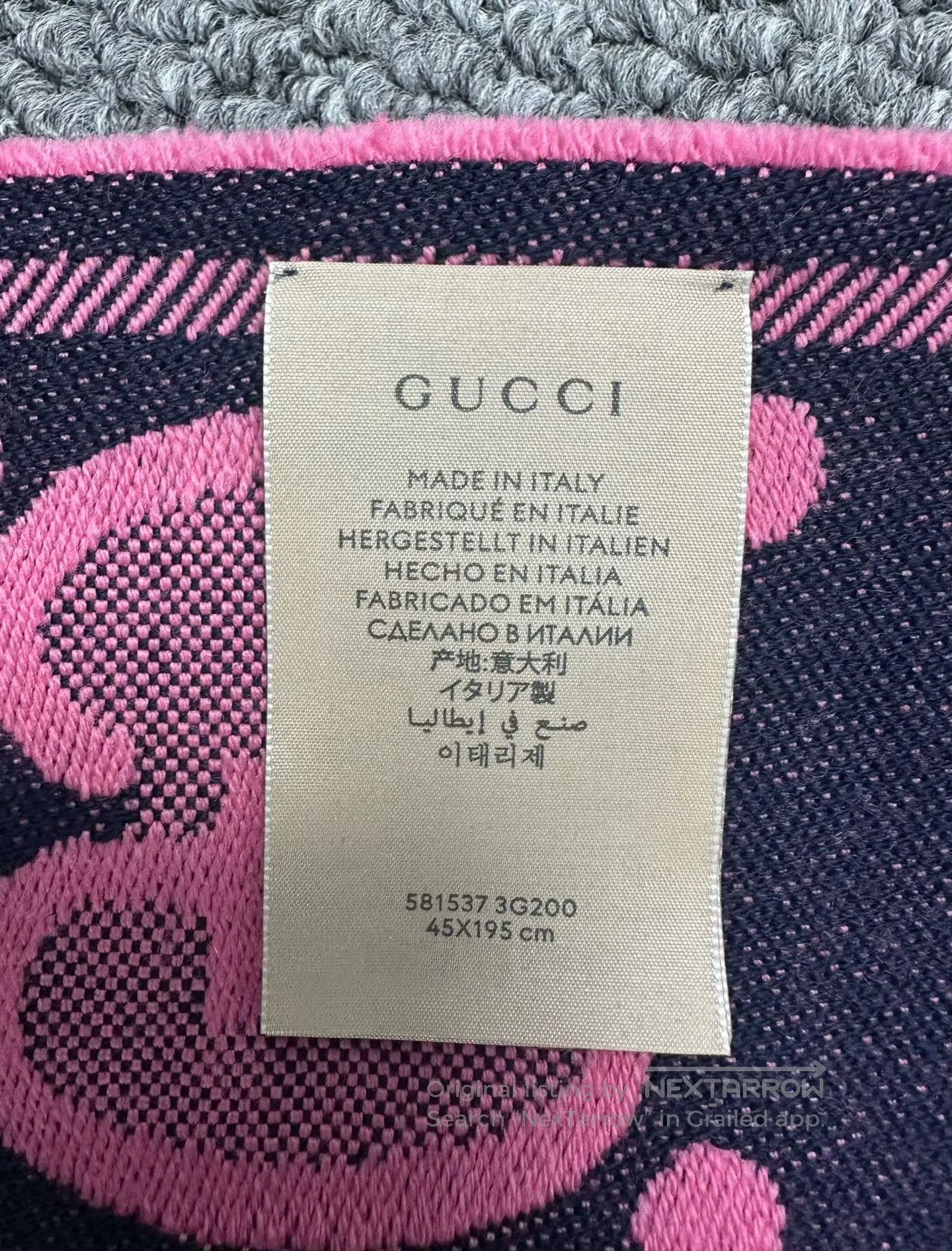 Gucci Guicci Pink All-over Printed Logo Double-sided Cashmere Sc Size ONE SIZE - 5 Thumbnail