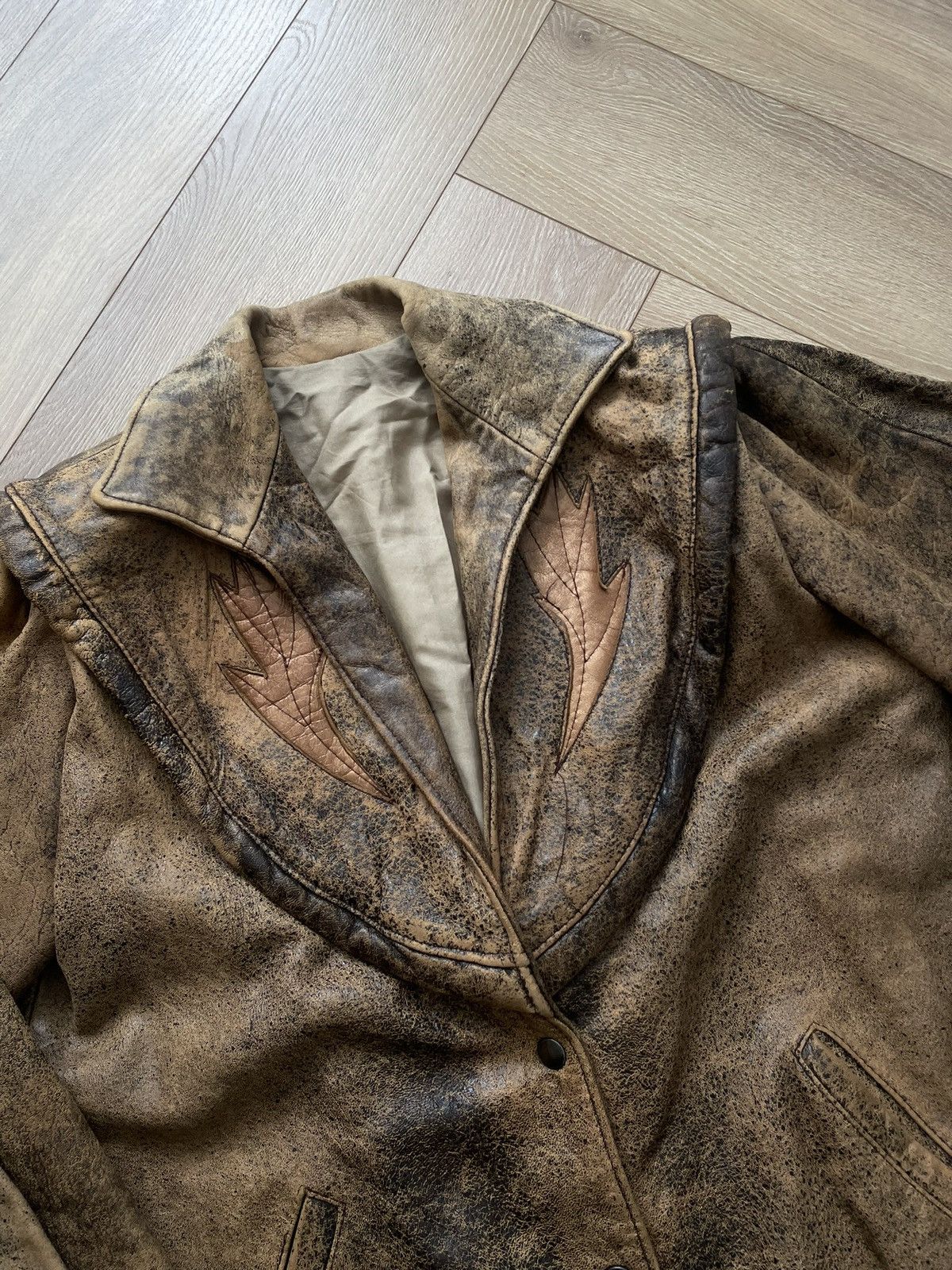 Vintage Washed Brown Retro 90s Genuine Real Leater Bomber Punk Rock Size US M / EU 48-50 / 2 - 5 Thumbnail