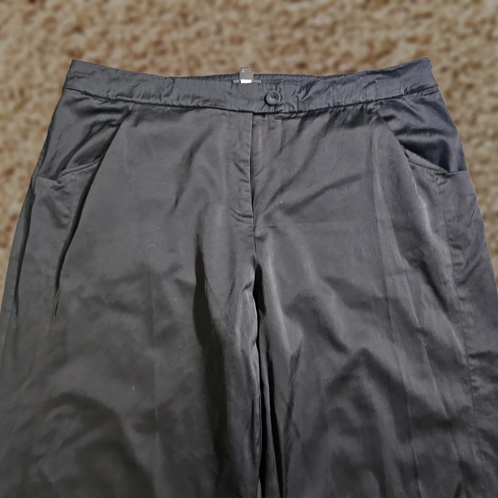 Eileen Fisher Eileen Fisher Pants Womens Large Black Satin Cropped Wide-Leg Mid Rise Cocktail Mens? Wait Size 36" / US 14 / IT 50 - 1 Thumbnail