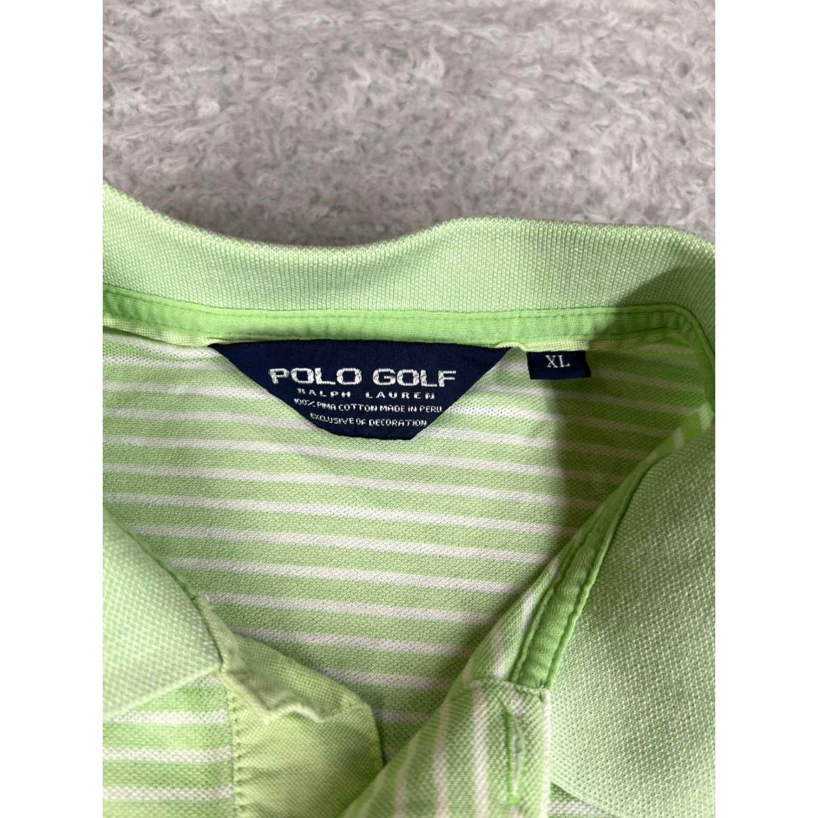 Polo Ralph Lauren Polo Golf Ralph Lauren Shirt Mens XL Green White Stripe 100% Cotton Polo Shirt Striped Classic Fit All Seasons Men’s Polo Ralph Lauren Shirt Size US XL / EU 56 / 4 - 7 Thumbnail