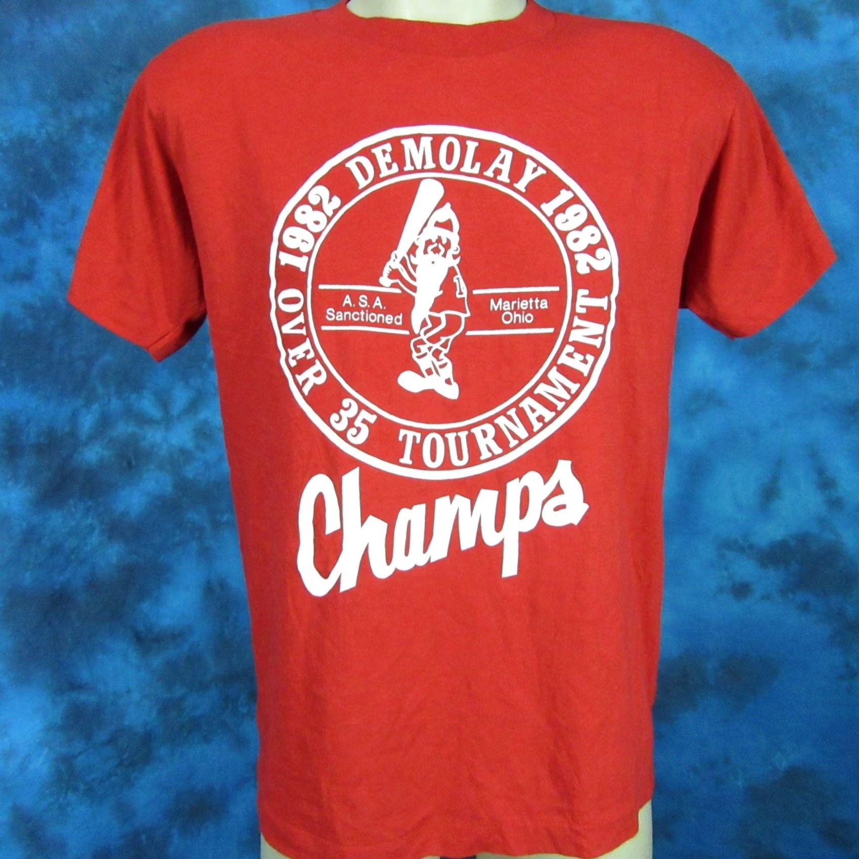 Vintage vintage Demolay T-Shirt baseball style red 1980s 80s paper thin M Men Shirt Short Sleeve Crew Neck Size US M / EU 48-50 / 2 - 2 Thumbnail