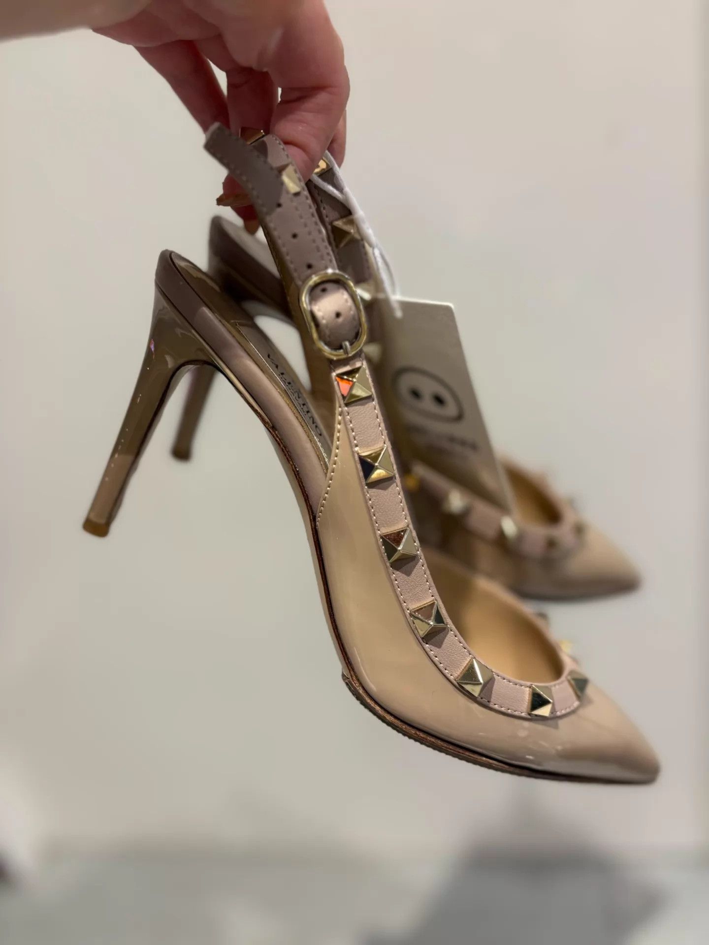 Valentino Valentino Nude Patent Half-Pump Studded Heels 99 New 35 Size US 4.5 / IT 34.5 - 5 Thumbnail
