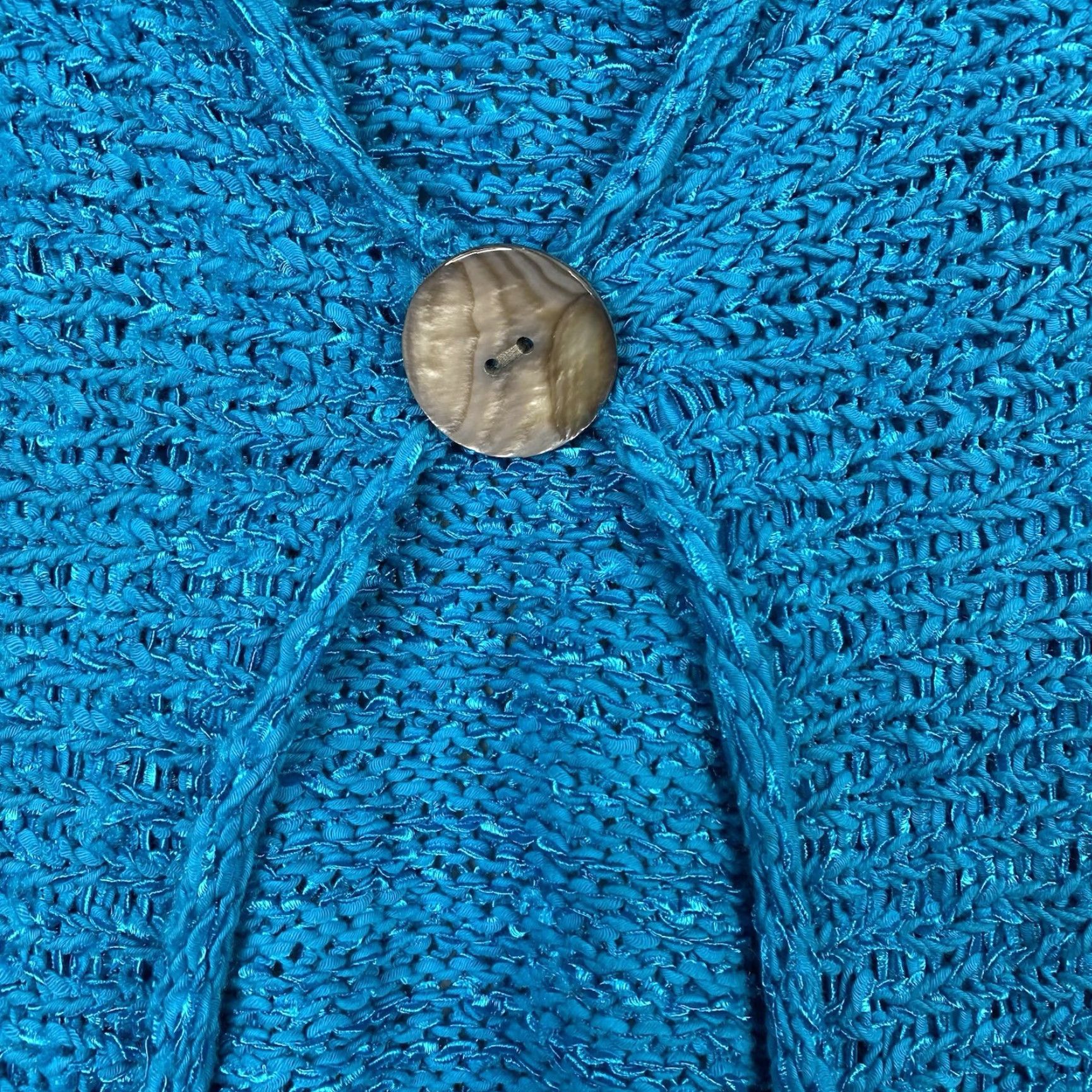 Vintage Chico's Cardigan Sweater XL Blue Open Knit Buttons Raglan Sleeves Women's Casual 80s Bohemian 90s Classic Size XL / US 12-14 / IT 48-50 - 3 Thumbnail