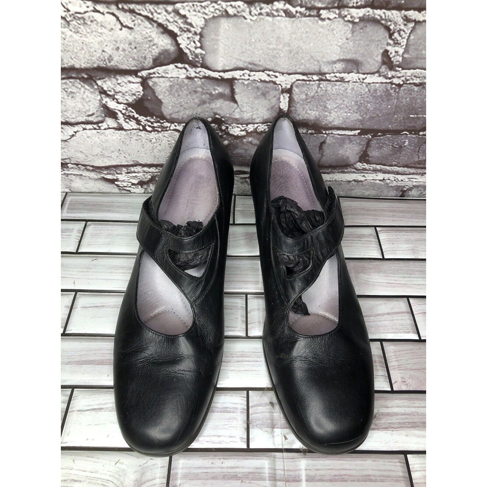 Beautiful Ful BeautiFeel Black Leather MaryJane Comfort Casual Pump Heels Size US 8.5 / IT 38.5 - 16 Thumbnail