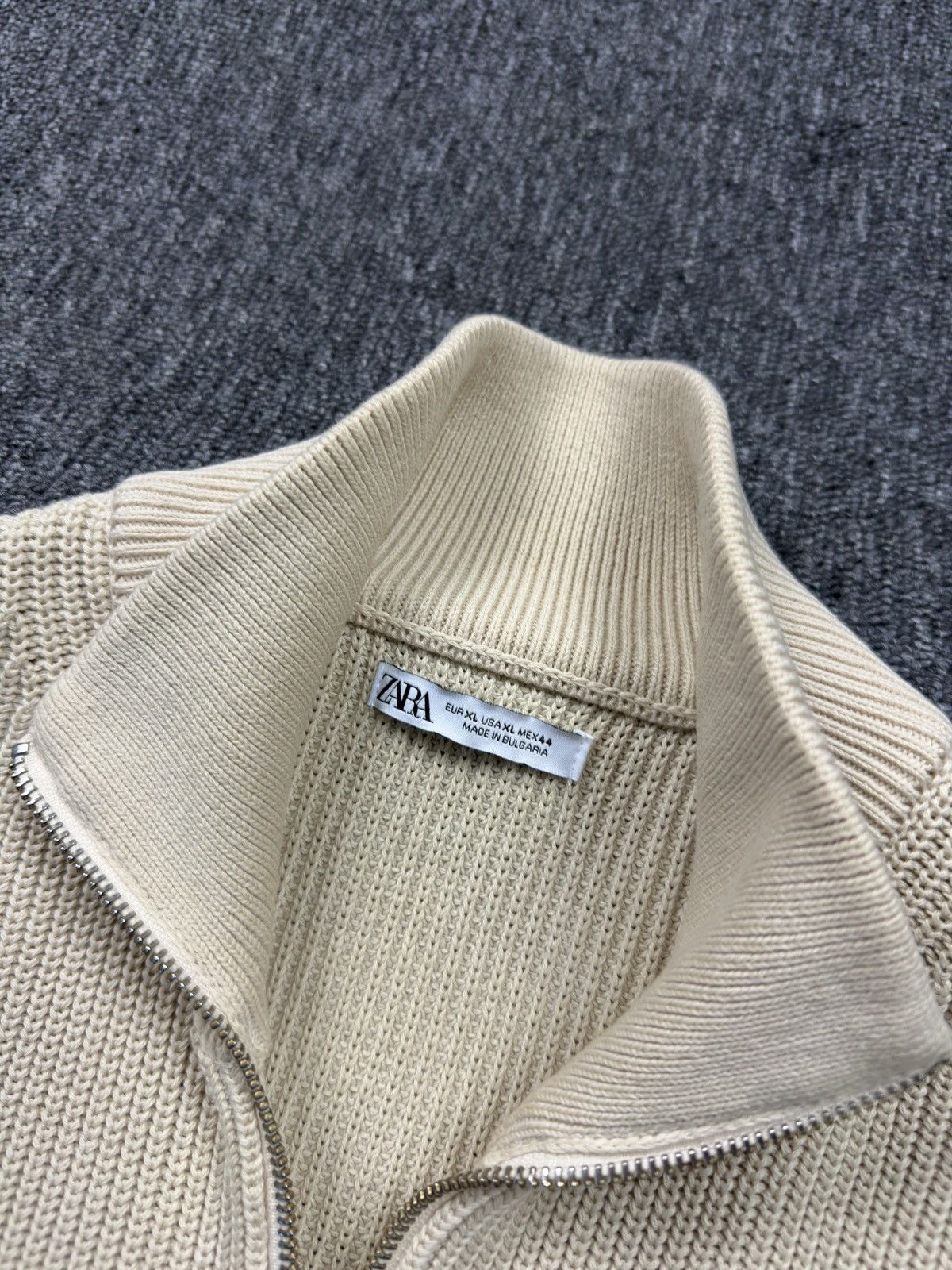 Zara Zara Cotton Half Zip Beige Sweater Size XL Size US XL / EU 56 / 4 - 4 Thumbnail