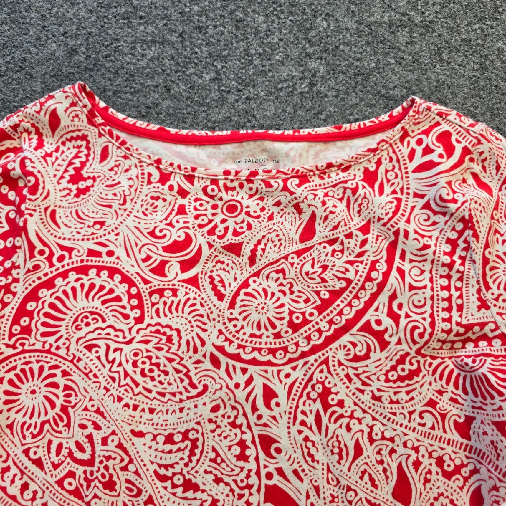Talbots Talbots Top Womens Size M Red White Floral Boat Neck Stretch Casual Preppy Shirt Size M / US 6-8 / IT 42-44 - 2 Thumbnail