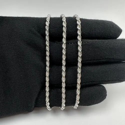 Jewelry Silver Chain Solid .925 Silver Rope Chain 3MM 20 Inches Size ONE SIZE - 3 Thumbnail