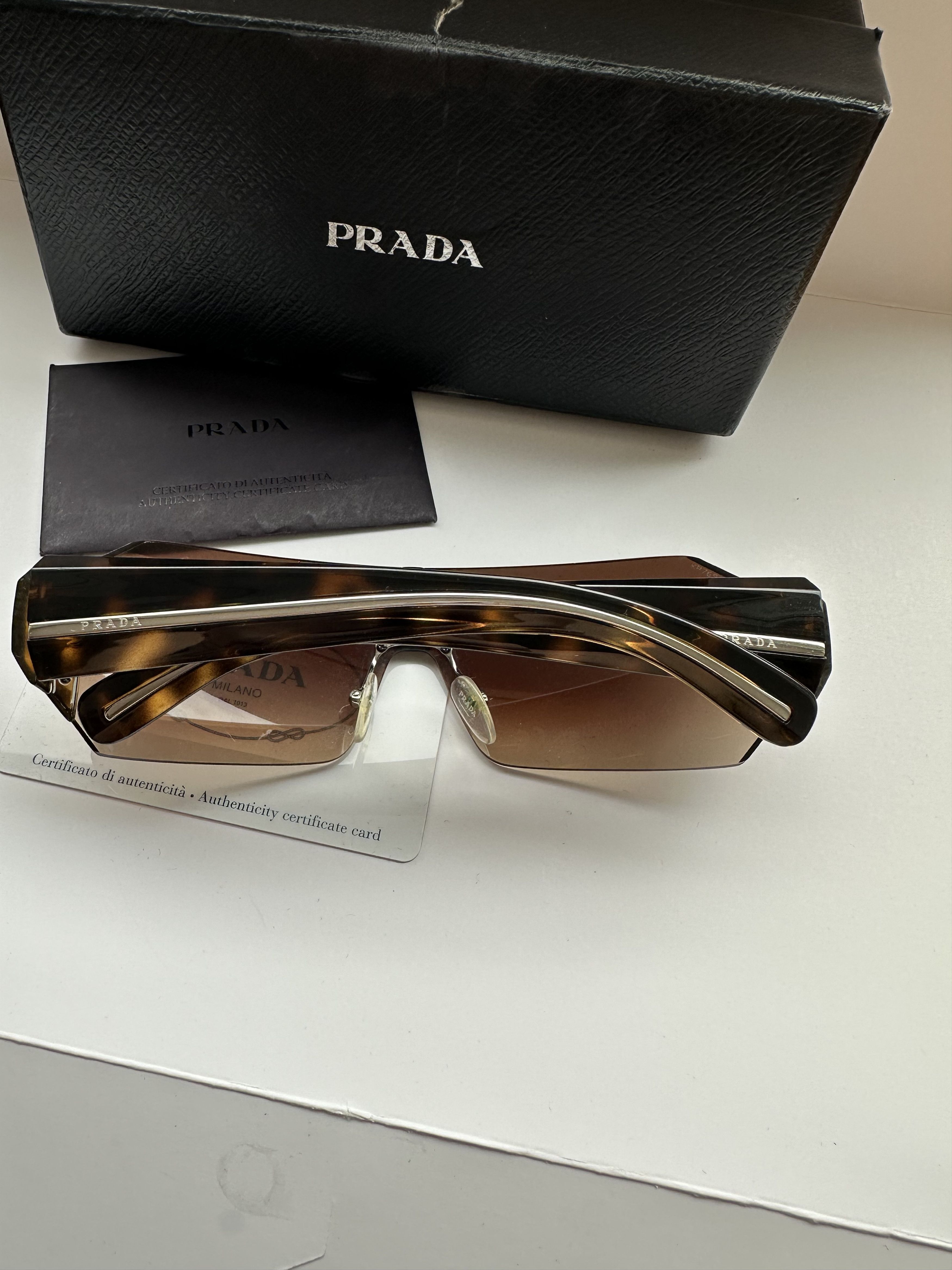 Prada Prada Brown/Black SPR01L Silver Tab Unisex Sunglasses Size ONE SIZE - 11 Thumbnail