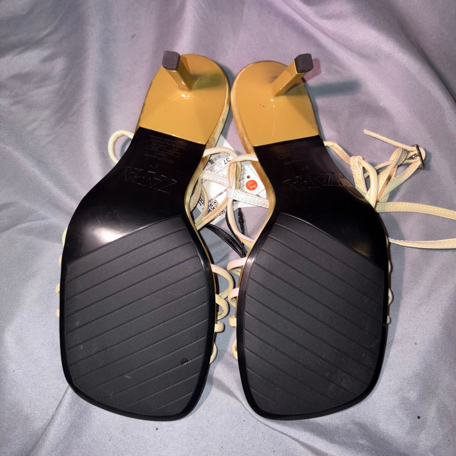 Zara Zara Butter Yellow Strappy Lace-Up Heels Size 6.5 NWT Size US 6.5 / IT 36.5 - 5 Thumbnail