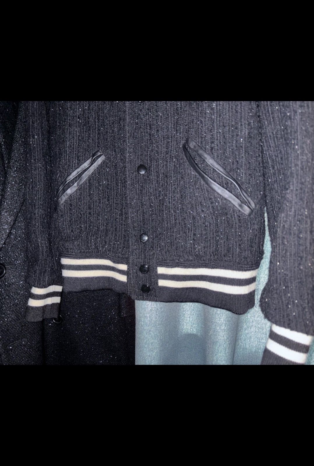 Saint Laurent Paris Saint Laurent SLP 2022FW Black Fine Glitter Varsity Jacket Size US S / EU 44-46 / 1 - 6 Thumbnail