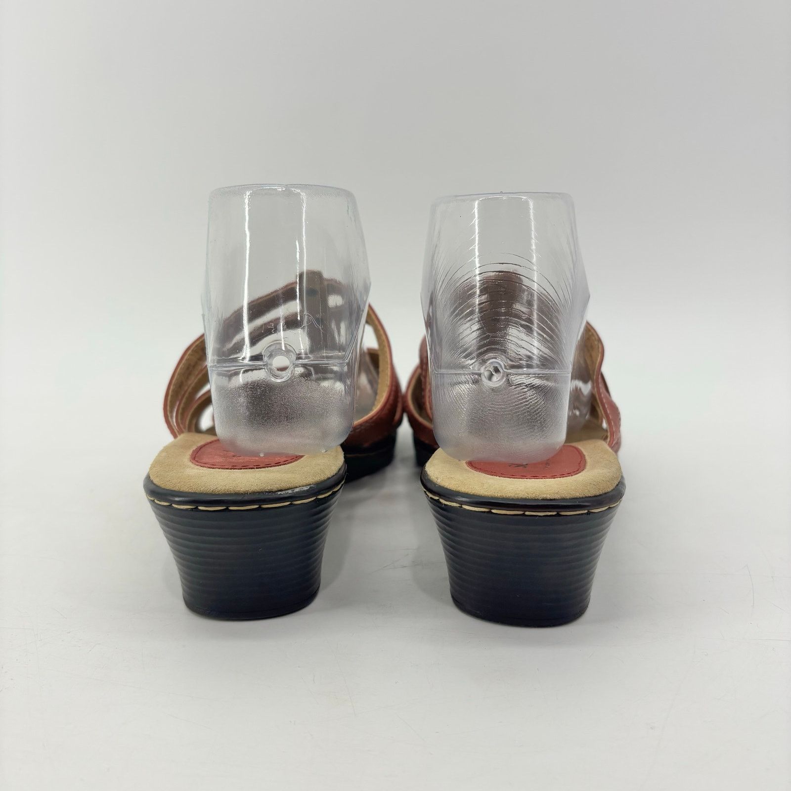 Vintage Softspots Leather Red Size 7.5 Womens Sandals Slip On Wedge Size ONE SIZE - 14 Thumbnail