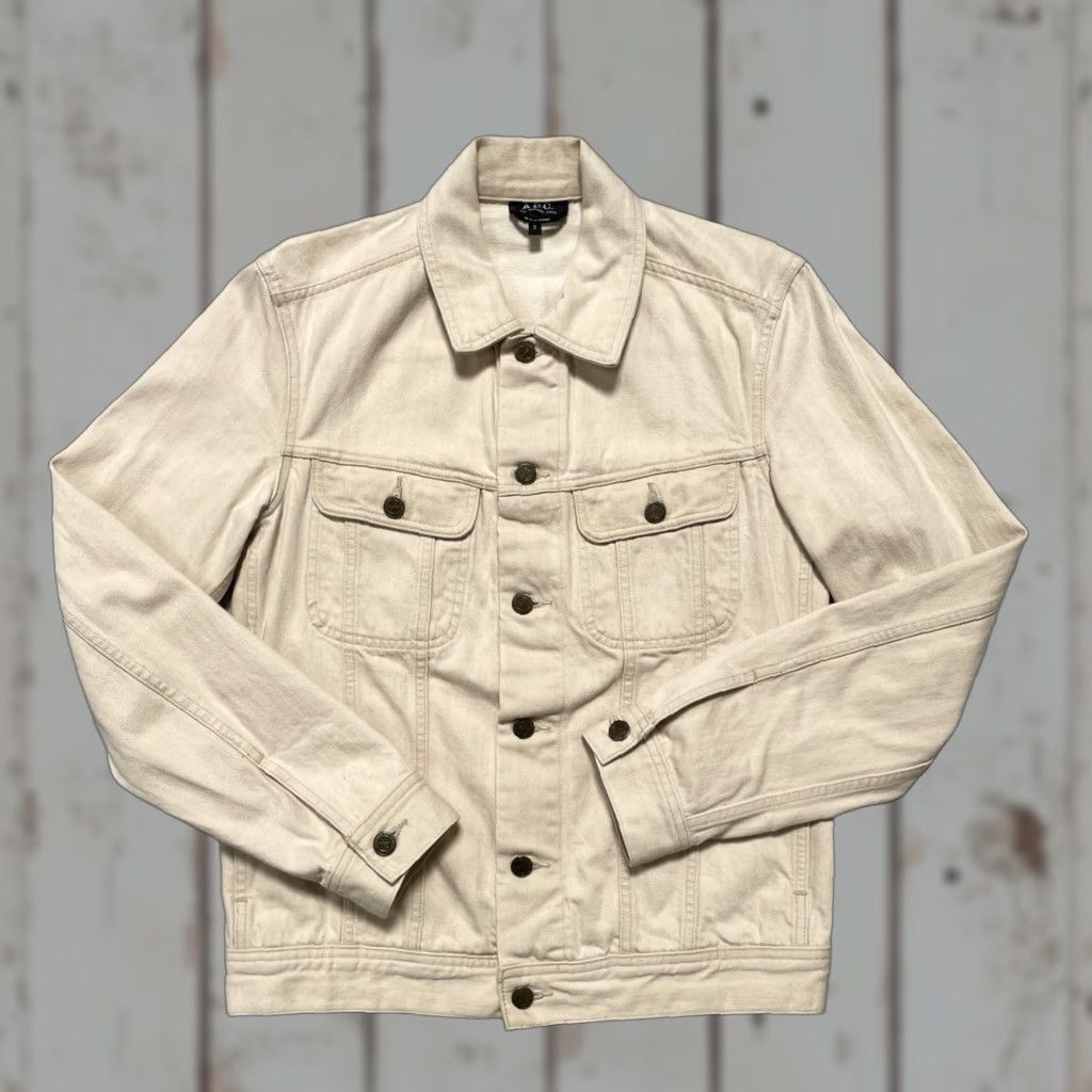 A.P.C. A.P.C. Denim Trucker Jacket Vintage Style S Unisex Beige Cotton Denim 40s 50s French Streetwear Fashion Size US S / EU 44-46 / 1 - 1 Thumbnail