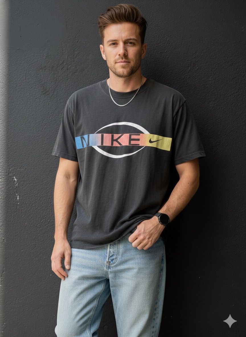 Nike Vintage 90s Nike Court Gradient Horizontal Swoosh T-Shirt Size US L / EU 52-54 / 3 - 2 Thumbnail