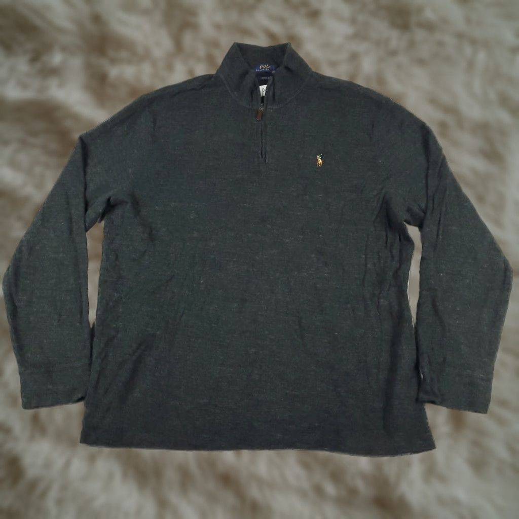 Ralph Lauren Ralph Lauren Mens XL Gray Pony Sweater 1/4 Zip Up Extra Large Pullover Sweatshirt Size US XL / EU 56 / 4 - 1 Thumbnail