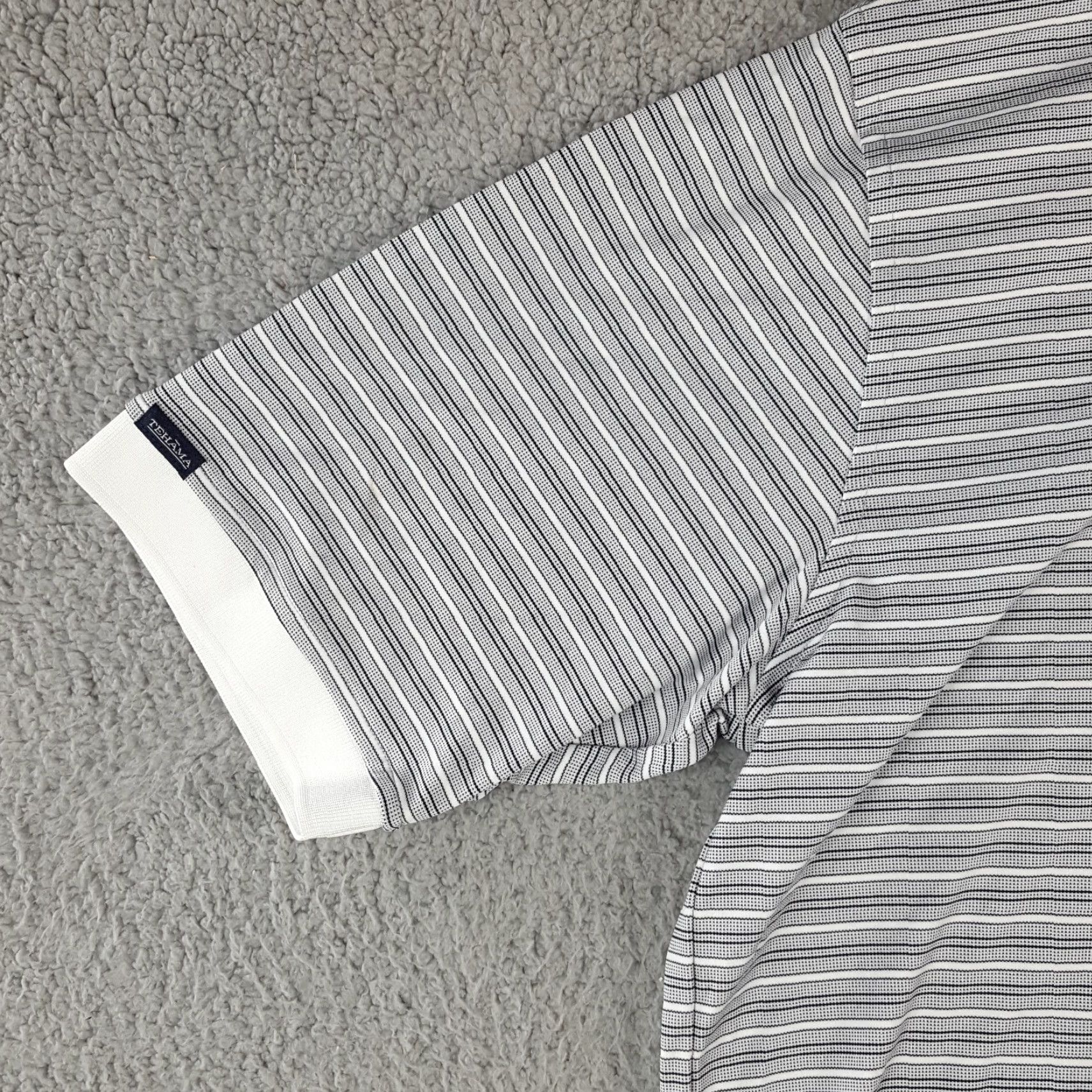 Vintage VINTAGE Tehama Breathable Striped Polo Shirt Men's L Gray Cotton Button Collared Polo Golf Shirt Size US L / EU 52-54 / 3 - 4 Thumbnail